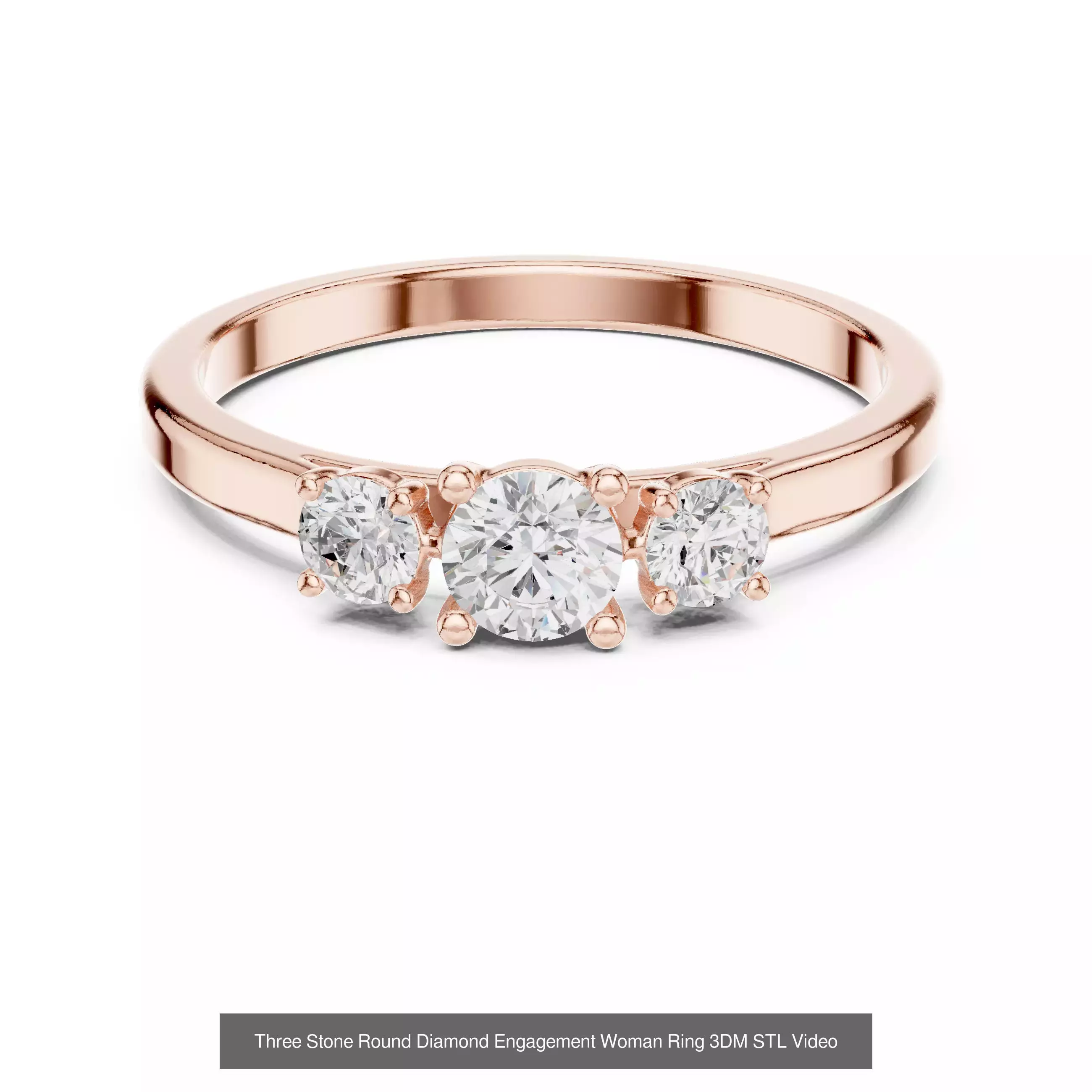 23 Three Diamond Wedding Band 3DM STL OBK FBX 3 Color Video 3D Model Collection_17