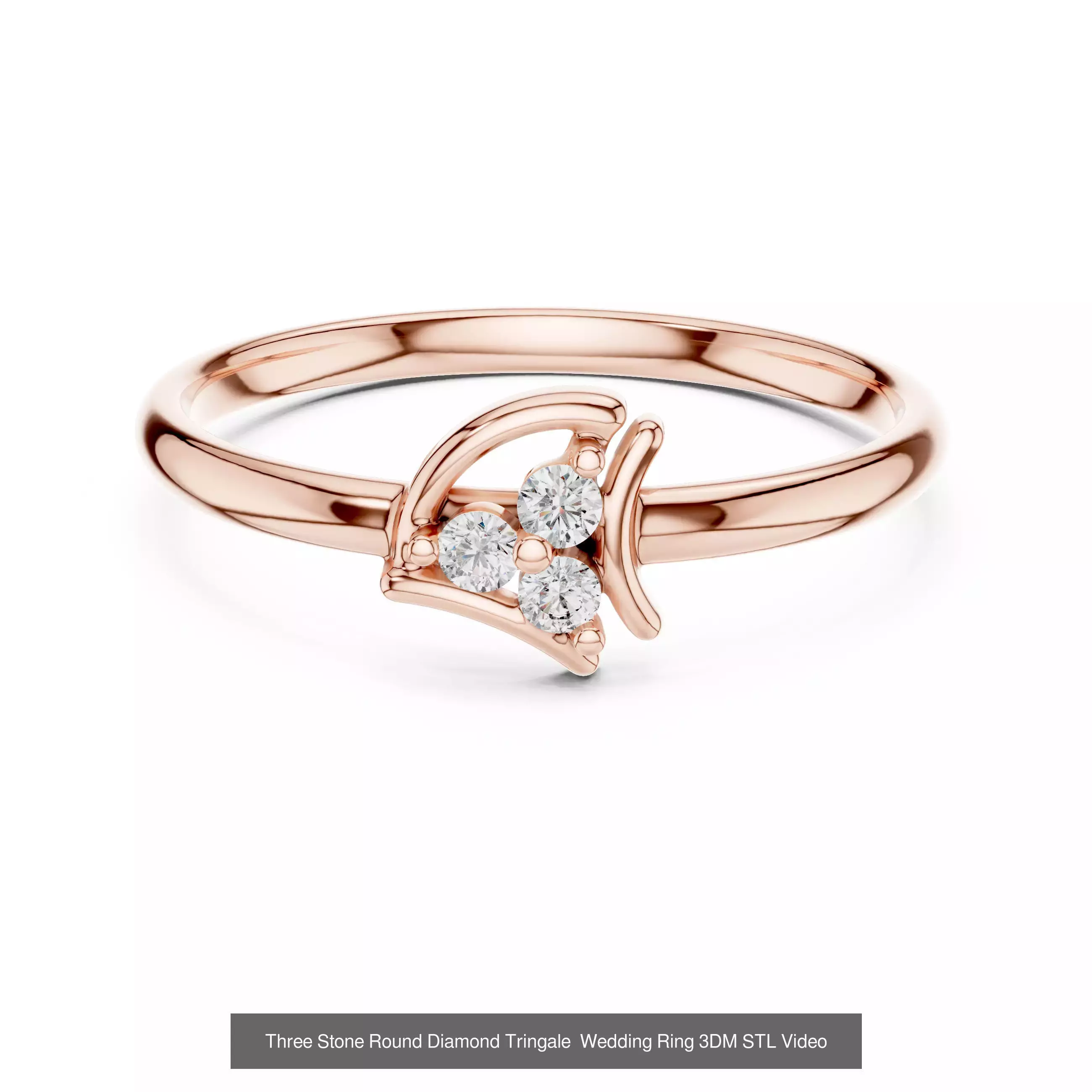 23 Three Diamond Wedding Band 3DM STL OBK FBX 3 Color Video 3D Model Collection_5