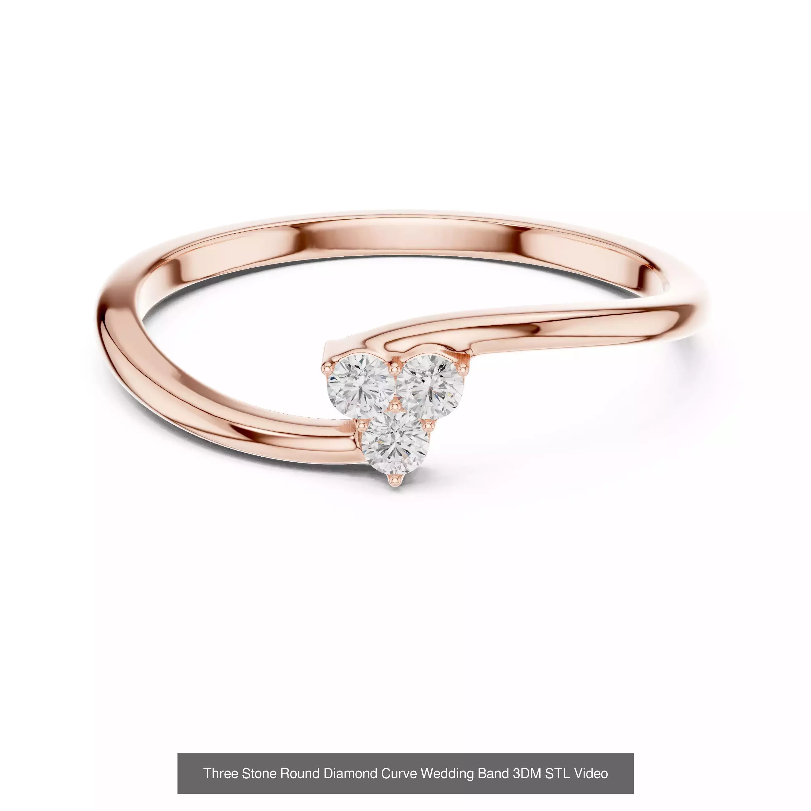 23 Three Diamond Wedding Band 3DM STL OBK FBX 3 Color Video 3D Model Collection_12