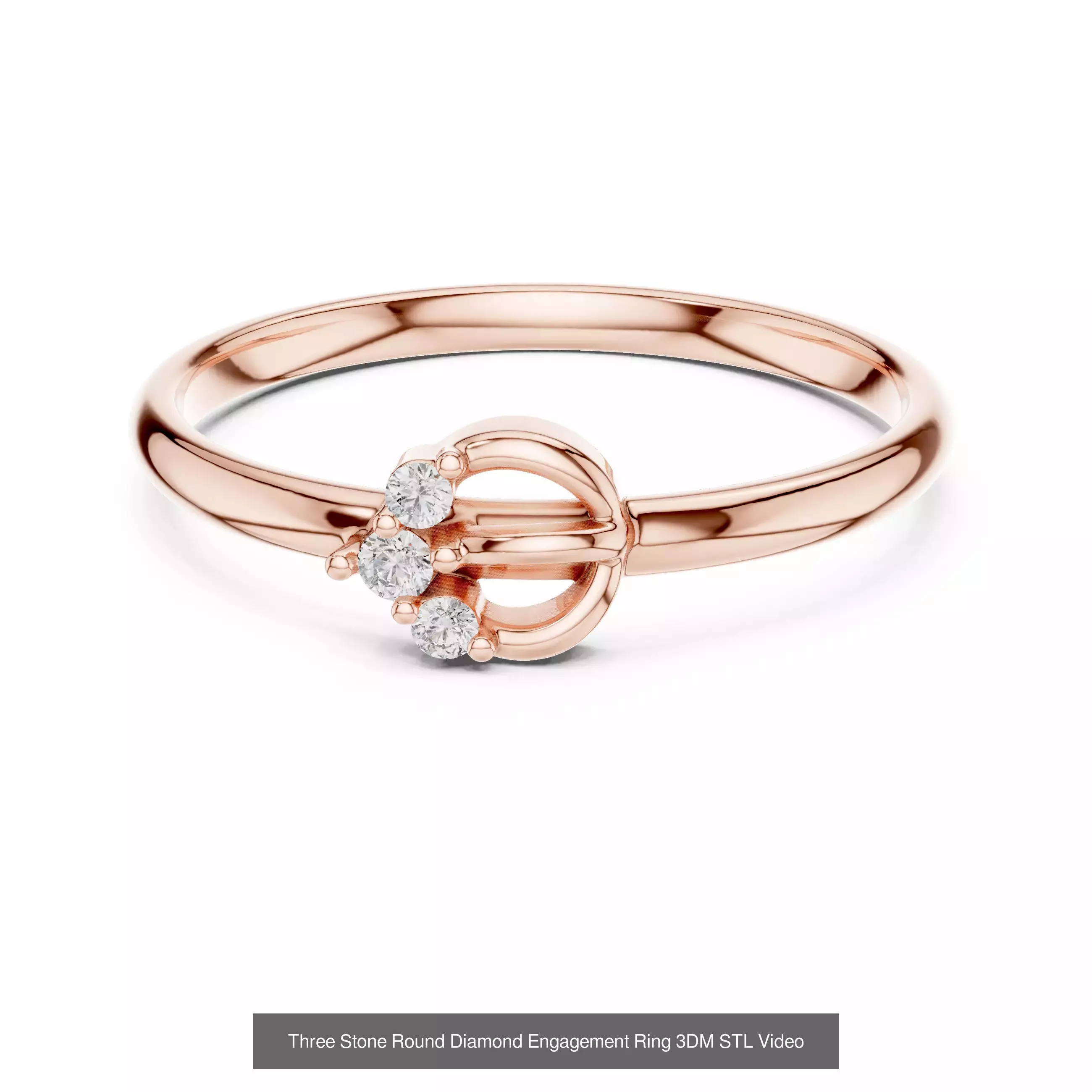 23 Three Diamond Wedding Band 3DM STL OBK FBX 3 Color Video 3D Model Collection_6