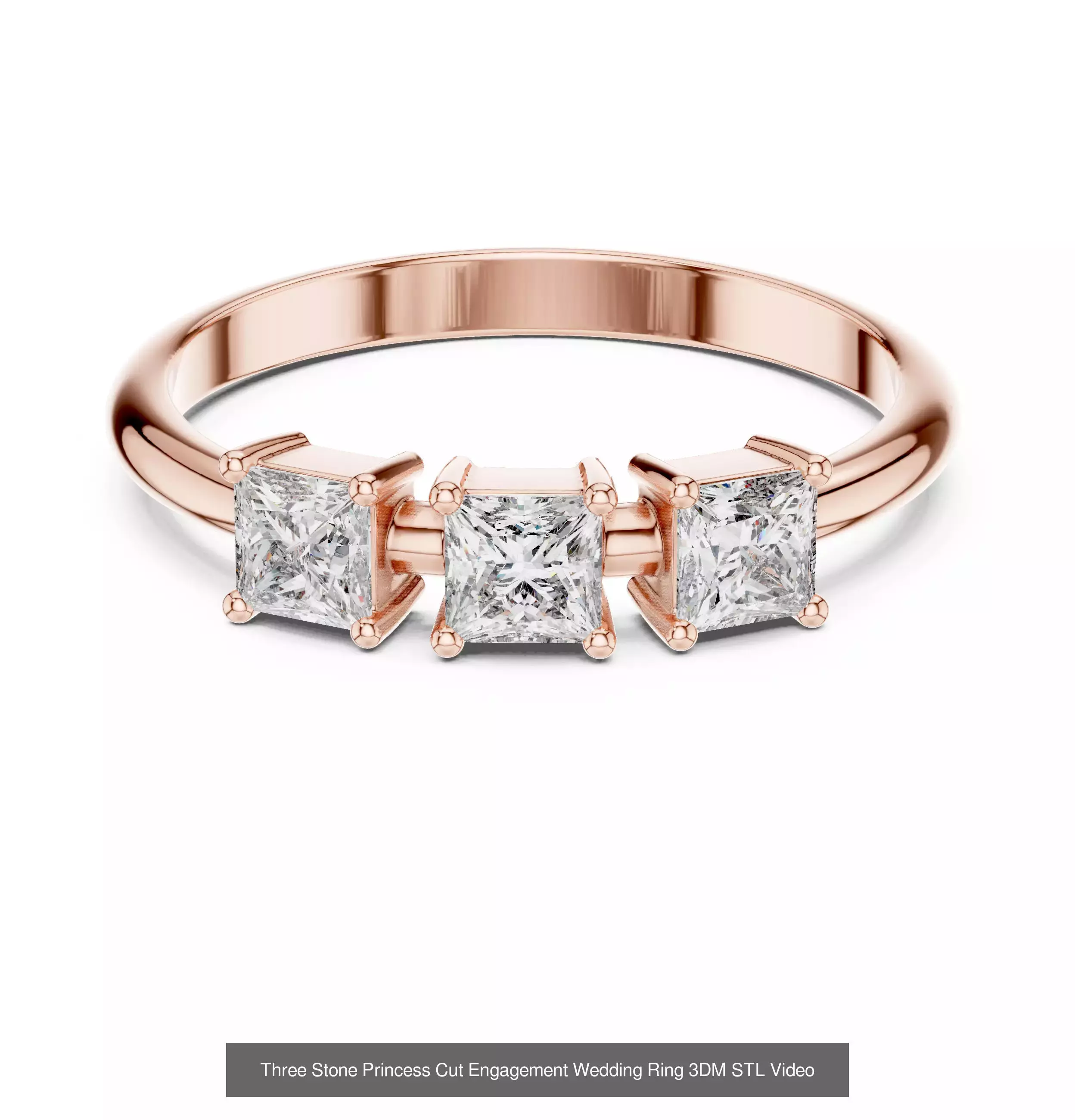 23 Three Diamond Wedding Band 3DM STL OBK FBX 3 Color Video 3D Model Collection_23