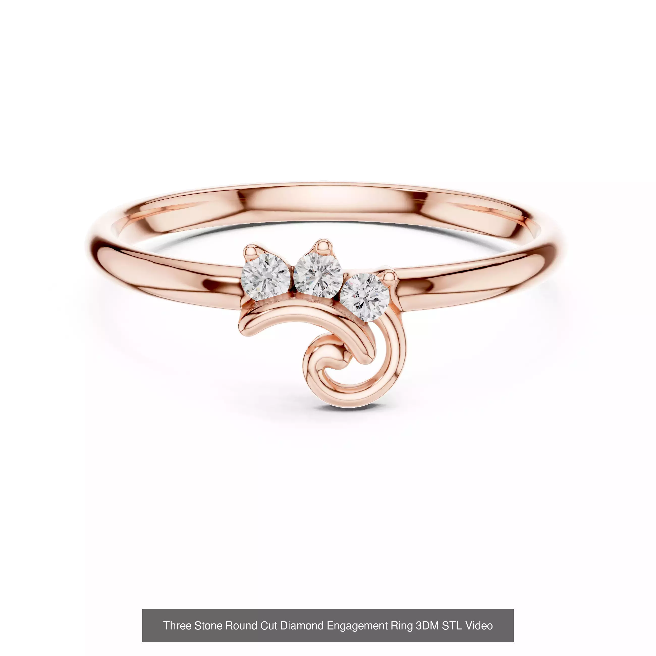 23 Three Diamond Wedding Band 3DM STL OBK FBX 3 Color Video 3D Model Collection_4