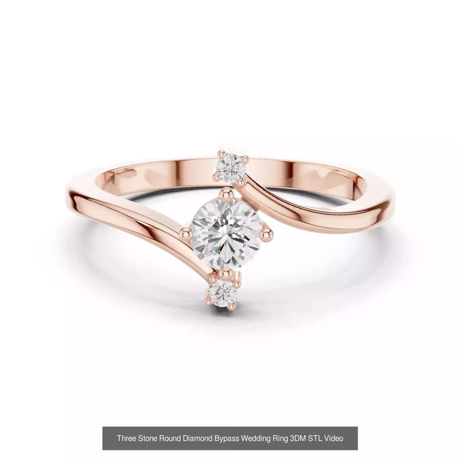 23 Three Diamond Wedding Band 3DM STL OBK FBX 3 Color Video 3D Model Collection_10