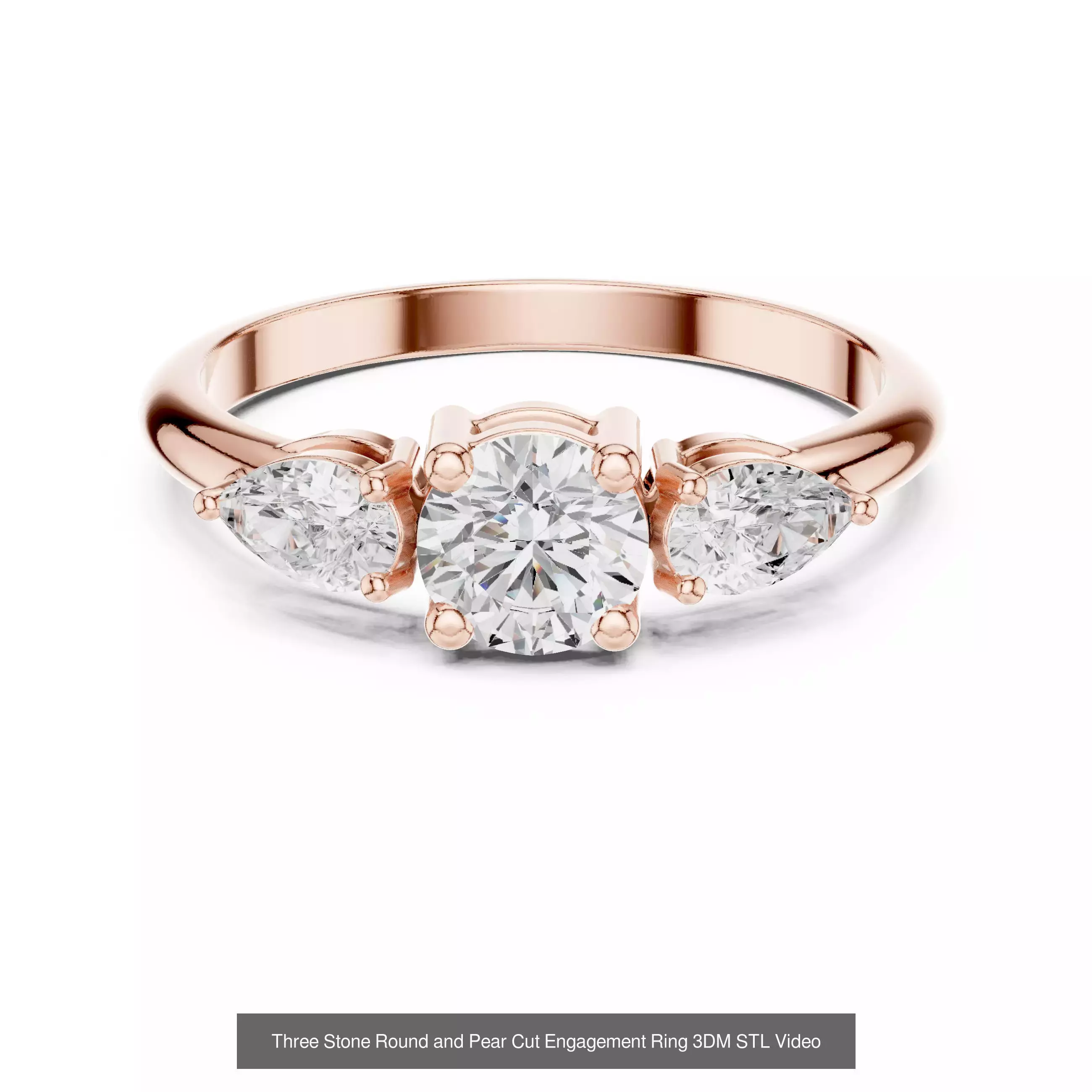 23 Three Diamond Wedding Band 3DM STL OBK FBX 3 Color Video 3D Model Collection_18