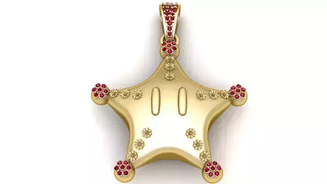 Whimsical Ruby-Tipped Star Charm Pendant 3D Printable Model