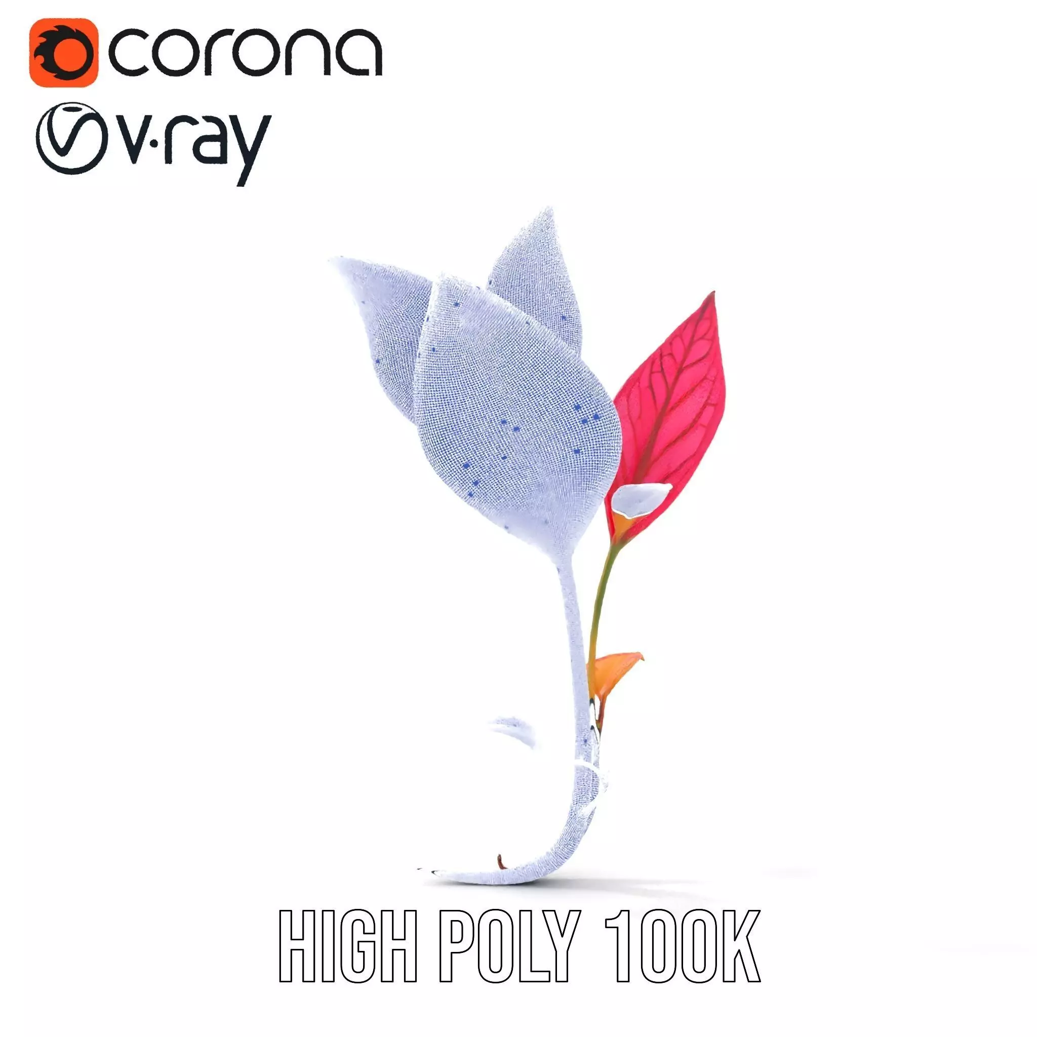 Pink Botanical Leaves model pack Low-poly 3D model_31