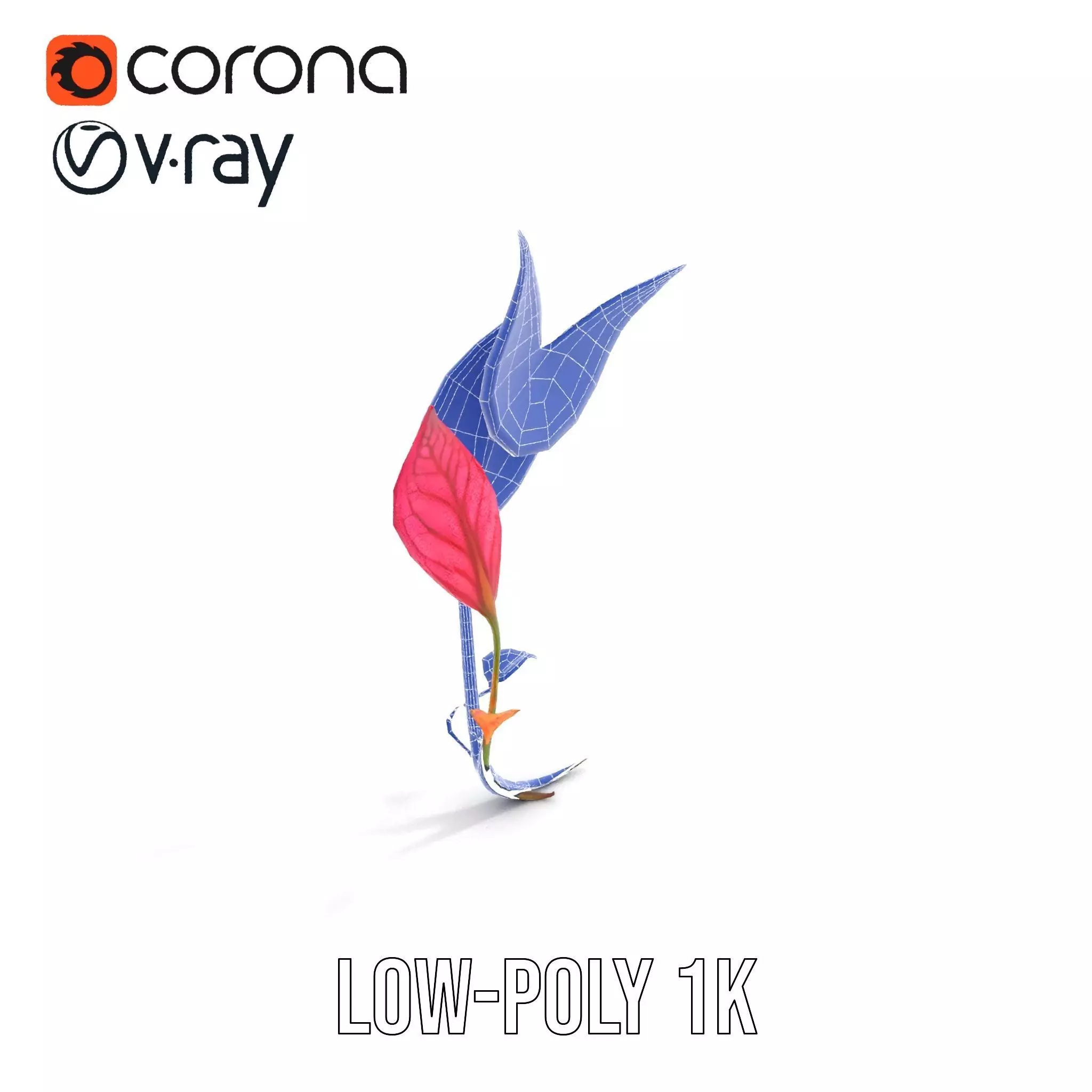 Pink Botanical Leaves model pack Low-poly 3D model_23