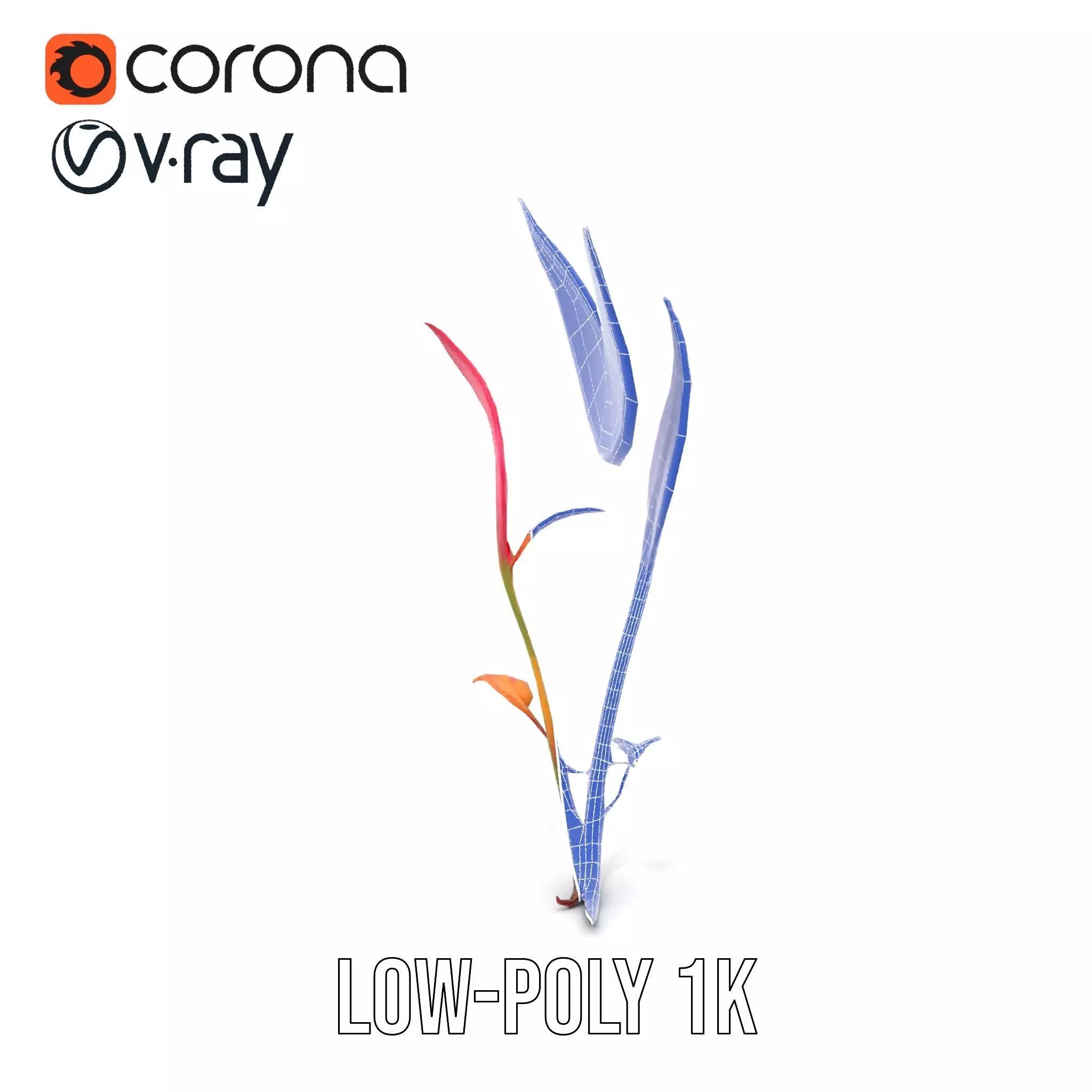 Pink Botanical Leaves model pack Low-poly 3D model_28