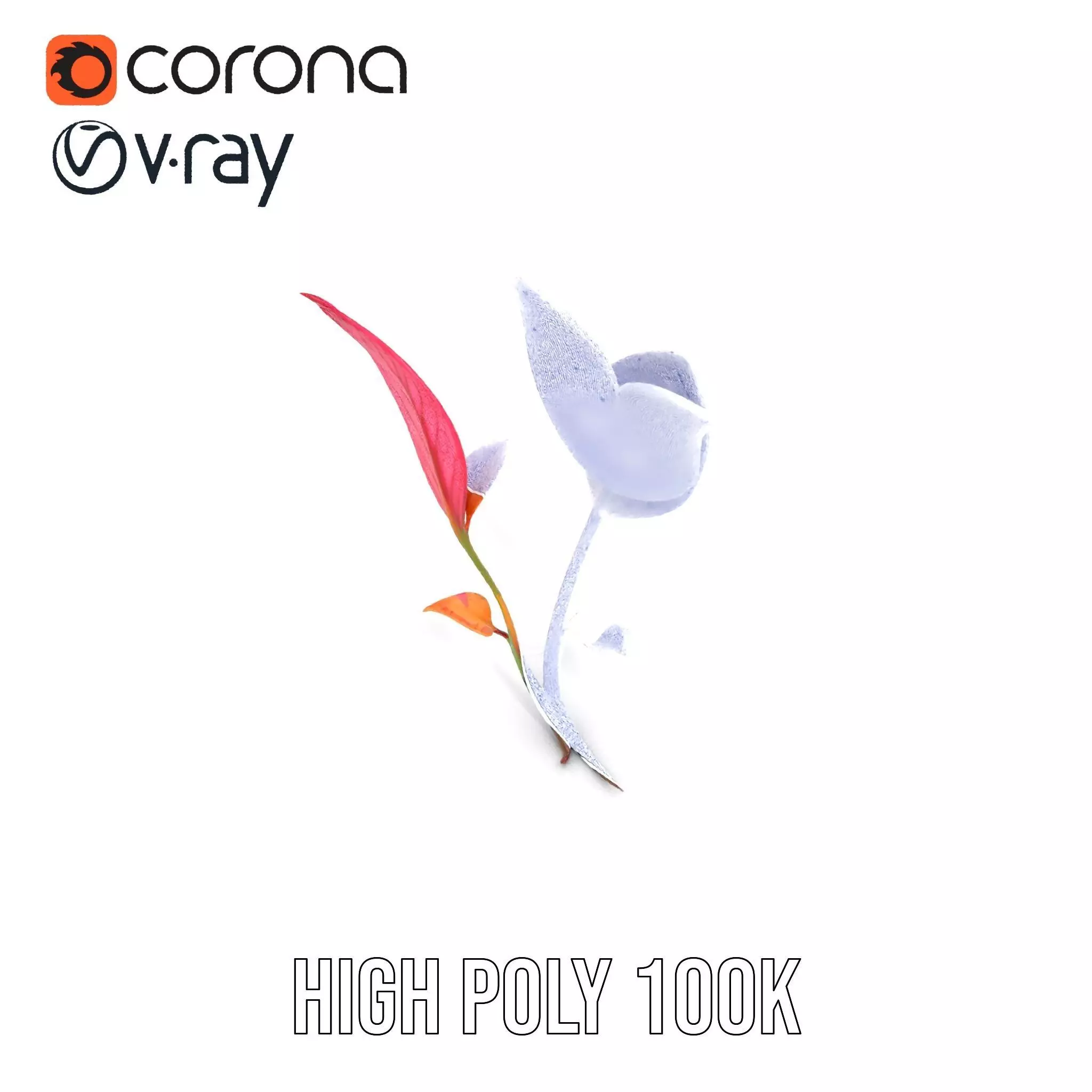 Pink Botanical Leaves model pack Low-poly 3D model_32