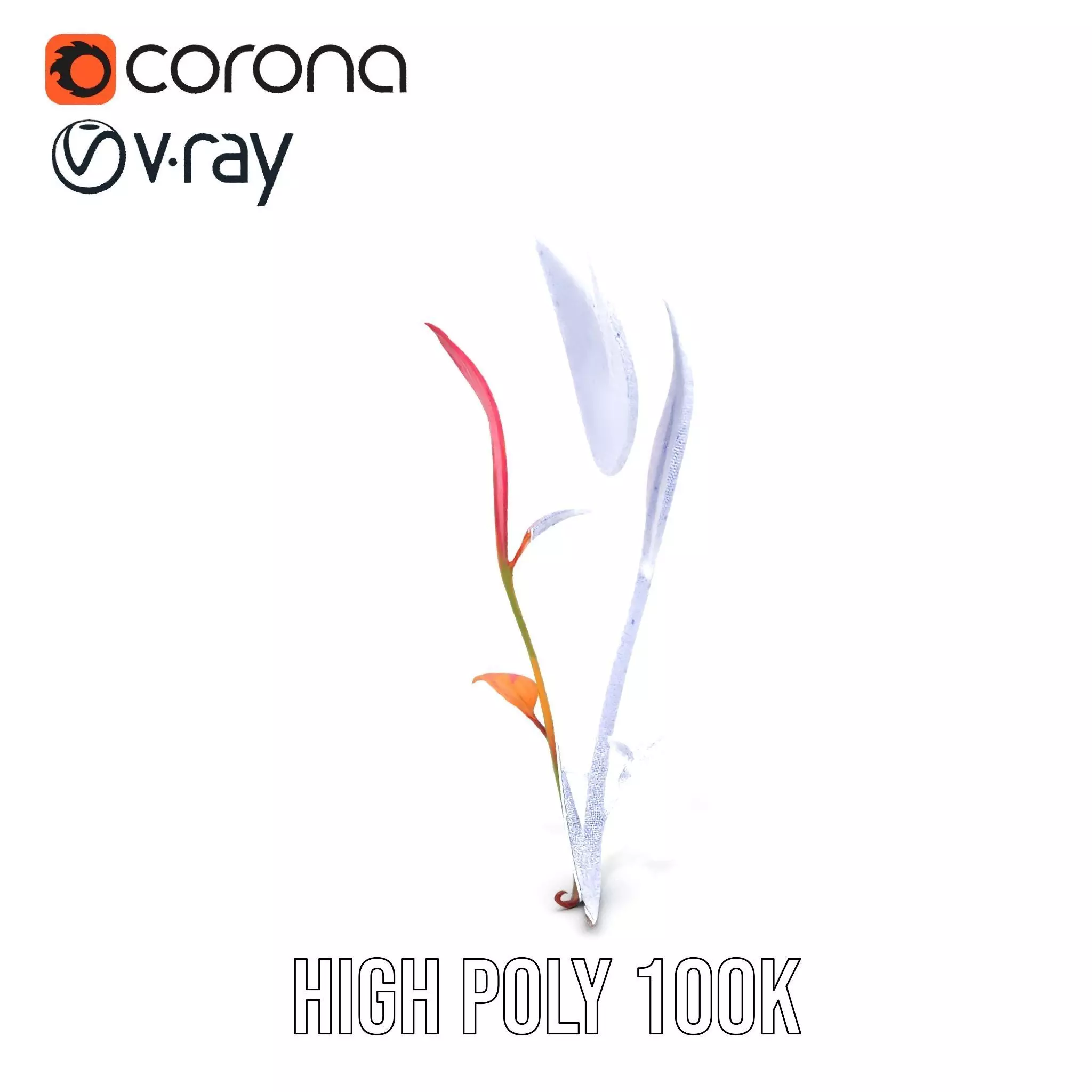 Pink Botanical Leaves model pack Low-poly 3D model_33