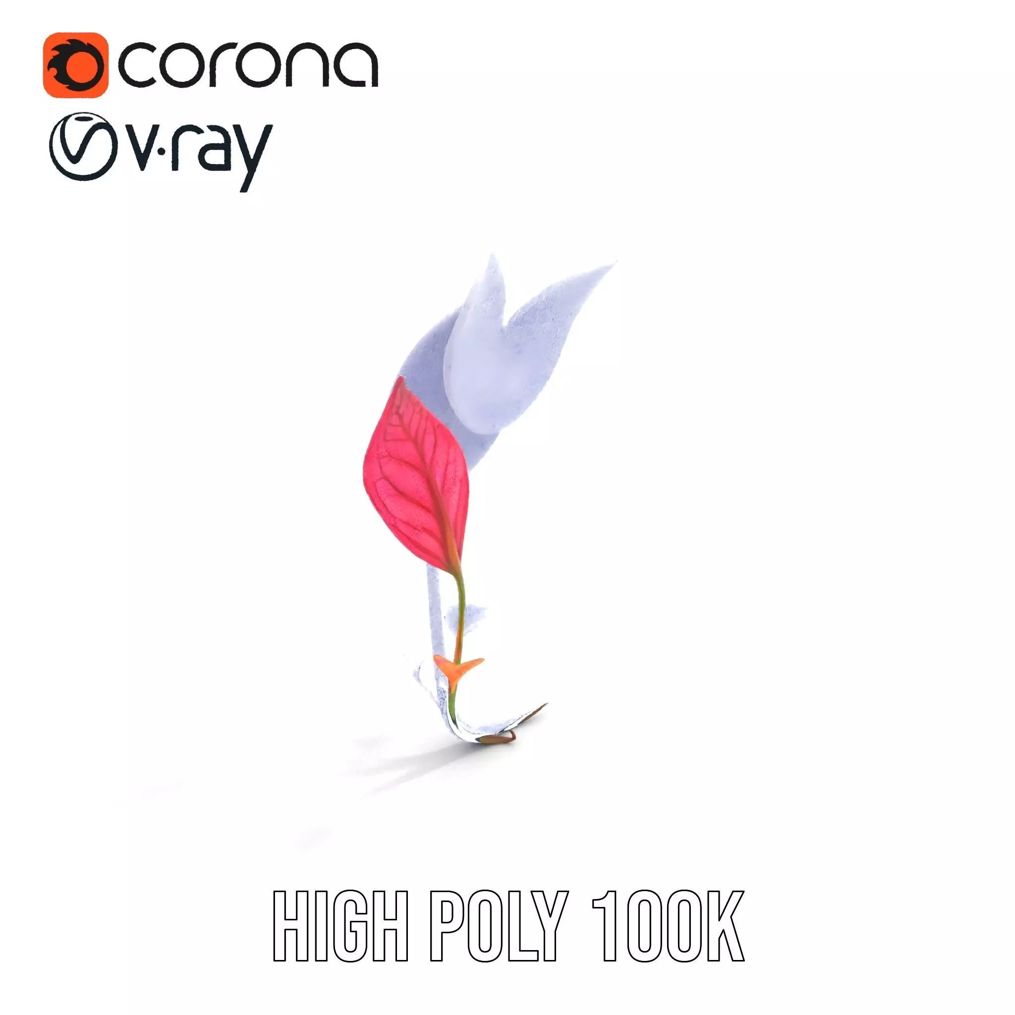 Pink Botanical Leaves model pack Low-poly 3D model_34