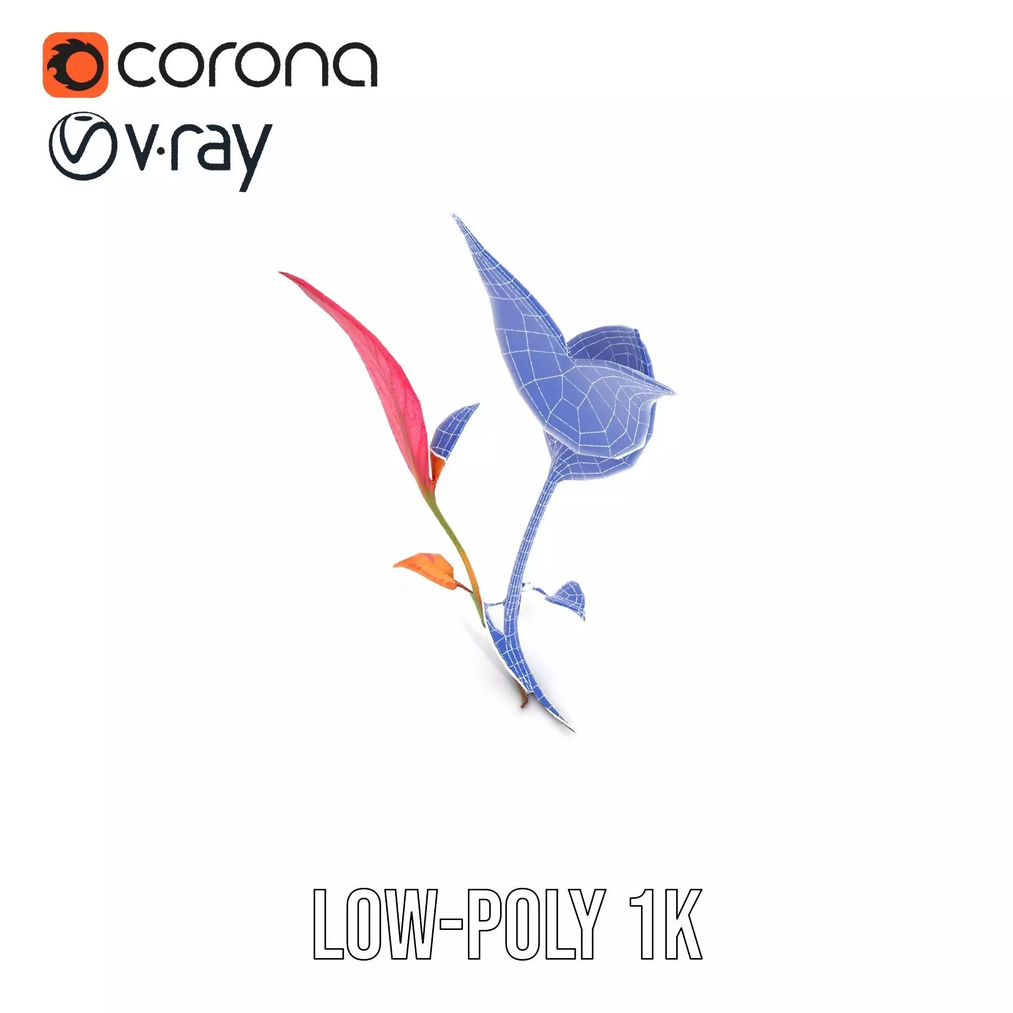 Pink Botanical Leaves model pack Low-poly 3D model_26