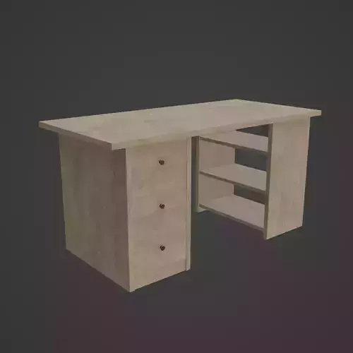 Wooden Desk 01 Low-poly 3D model 7
