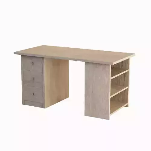 Wooden Desk 01 Low-poly 3D model 3