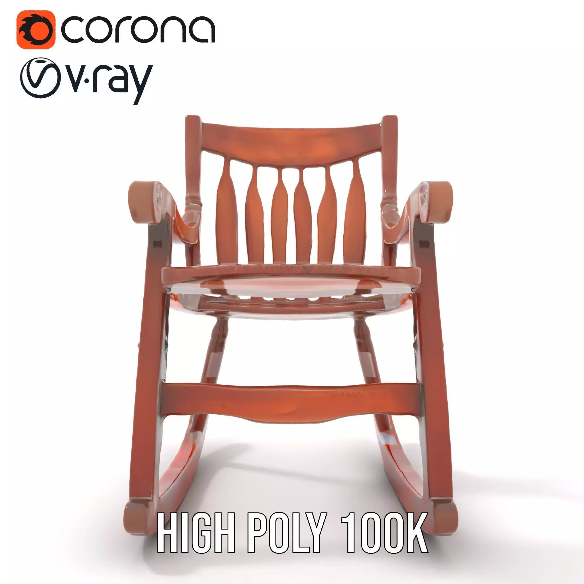 Vintage Wooden Rocking Chair model pack Low-poly 3D model_19