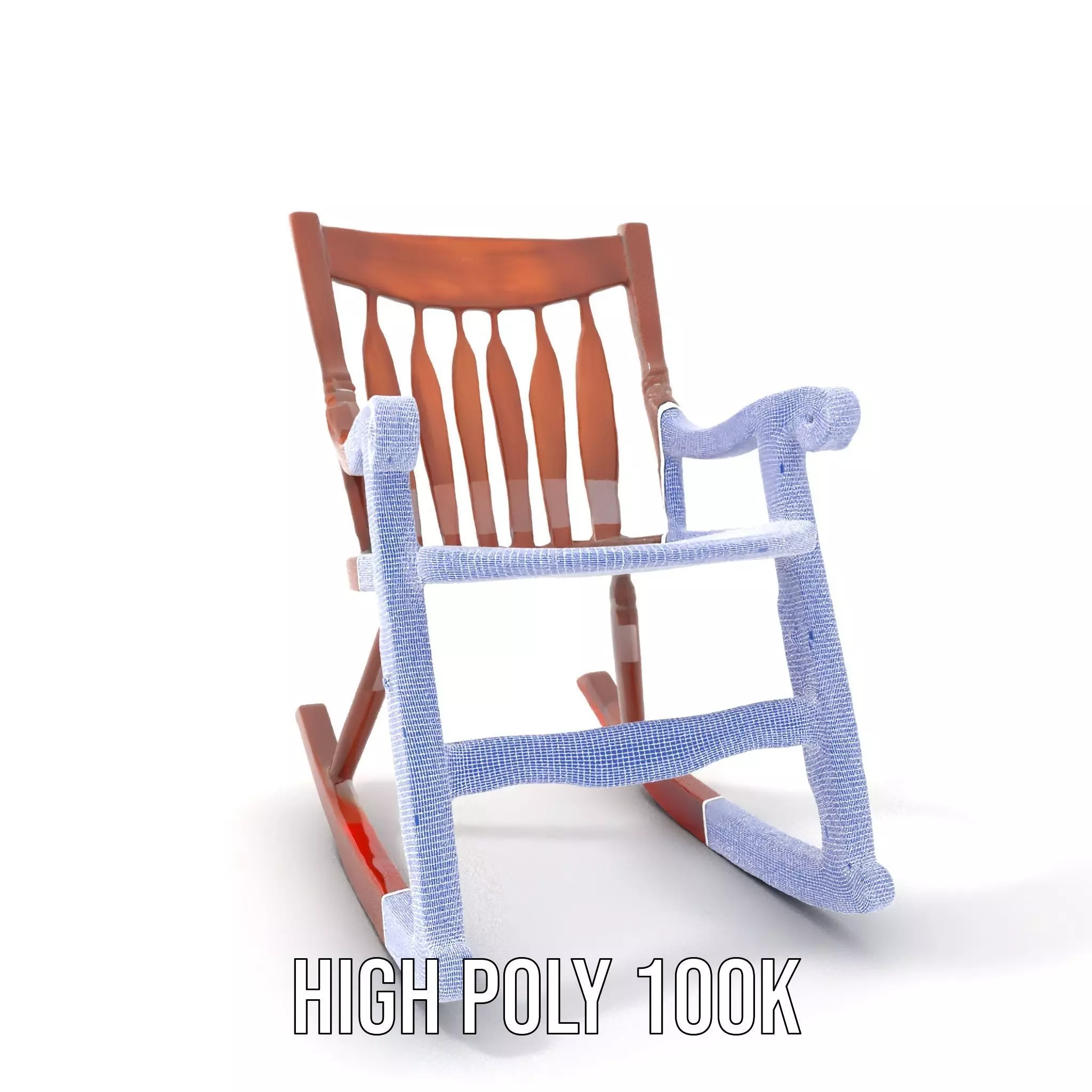 Vintage Wooden Rocking Chair model pack Low-poly 3D model_4