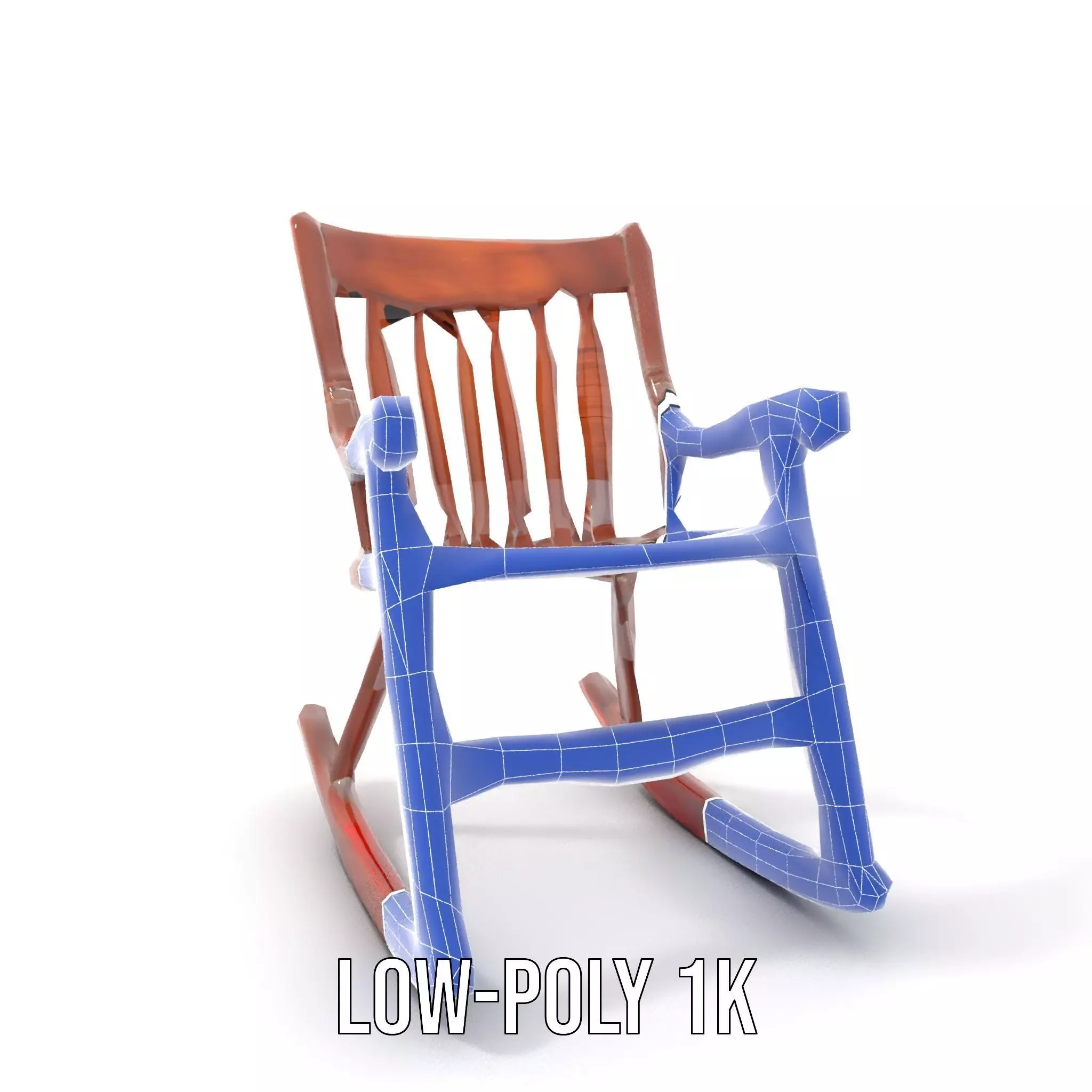 Vintage Wooden Rocking Chair model pack Low-poly 3D model_18