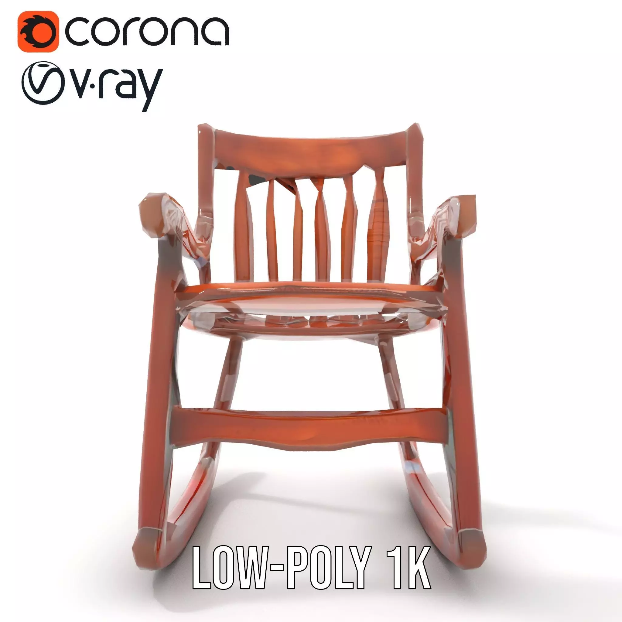 Vintage Wooden Rocking Chair model pack Low-poly 3D model_12