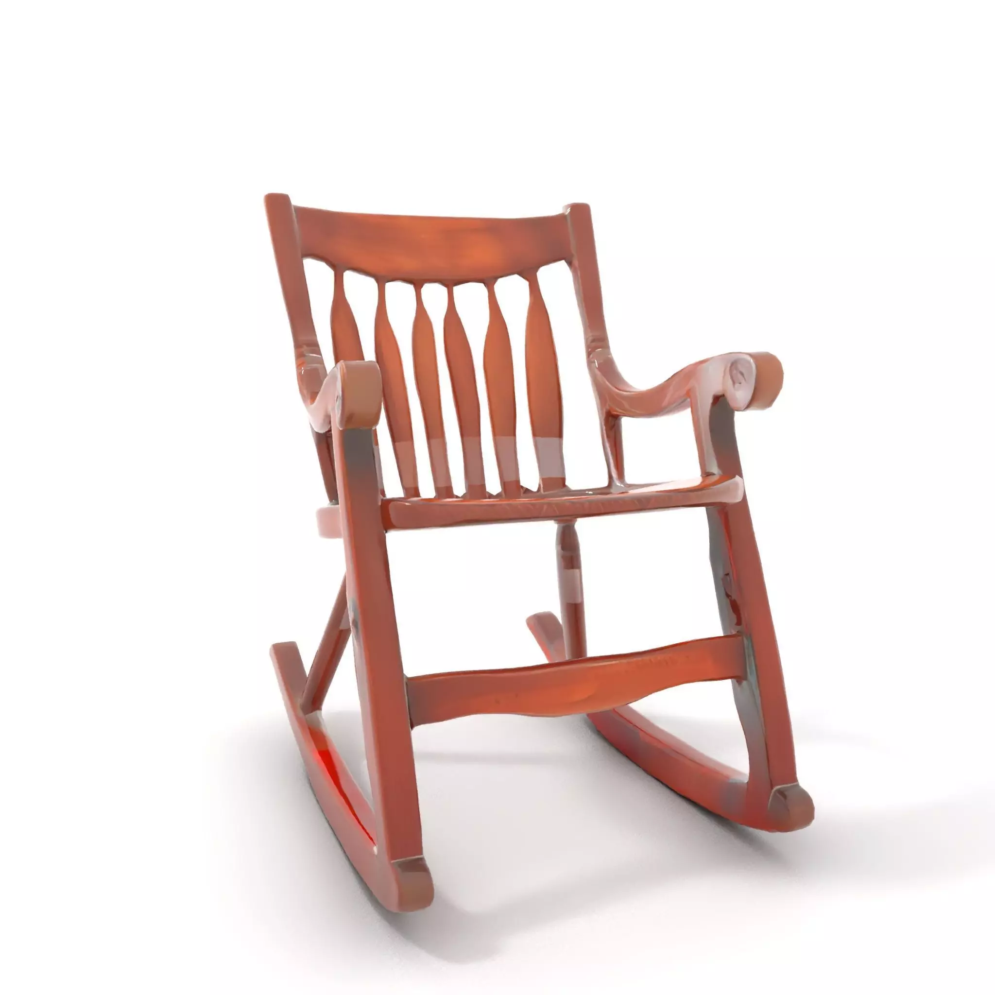 Vintage Wooden Rocking Chair model pack Low-poly 3D model_6