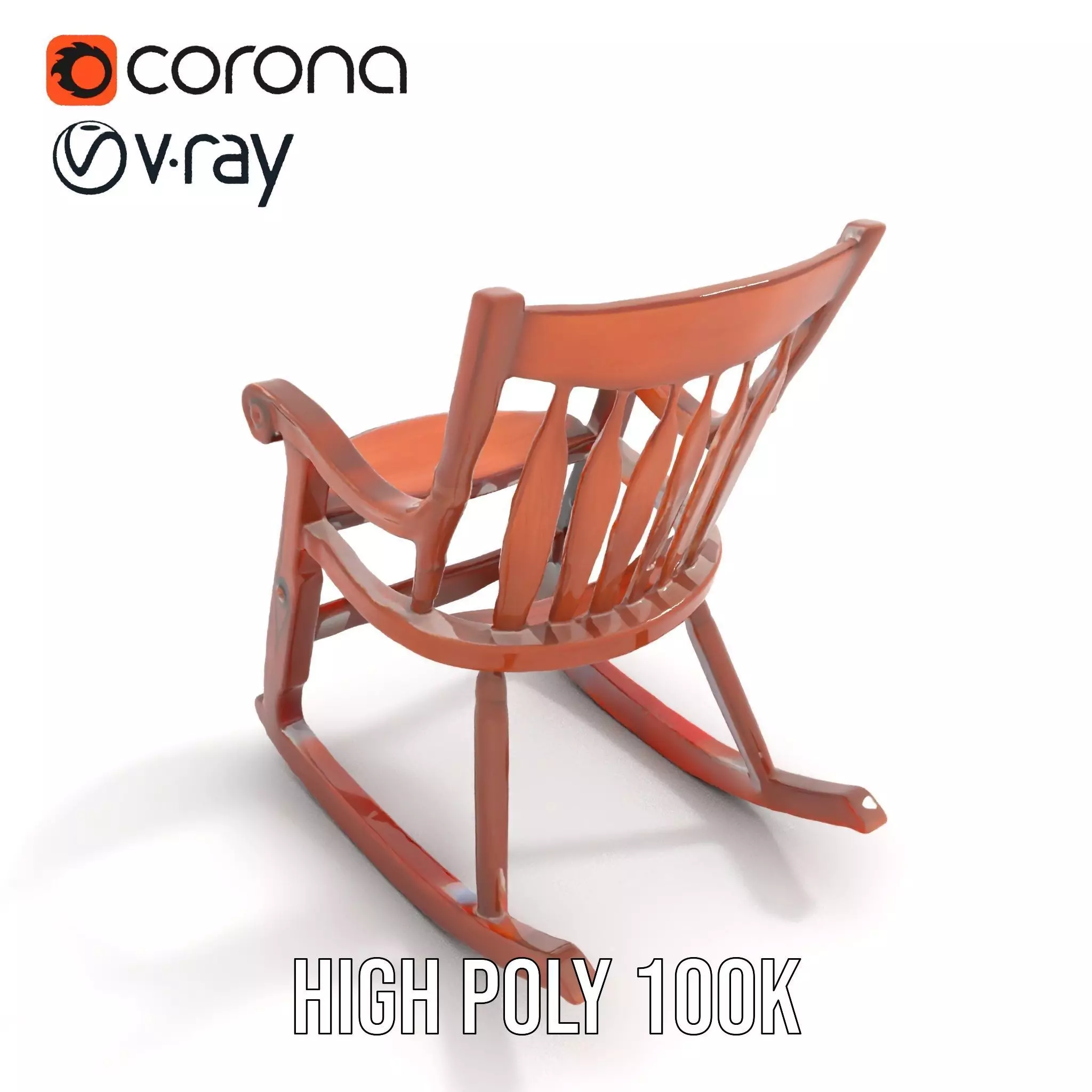 Vintage Wooden Rocking Chair model pack Low-poly 3D model_28