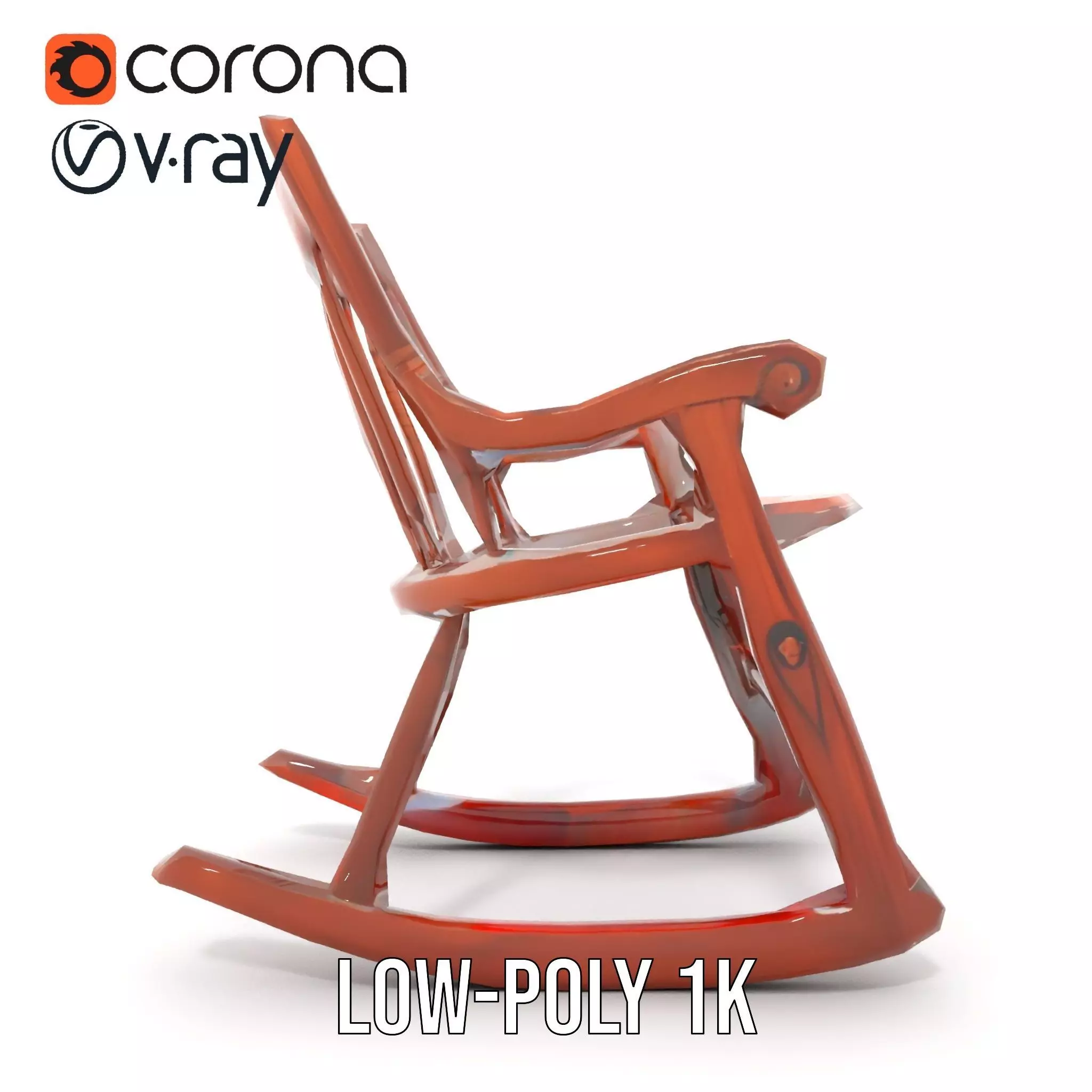 Vintage Wooden Rocking Chair model pack Low-poly 3D model_27