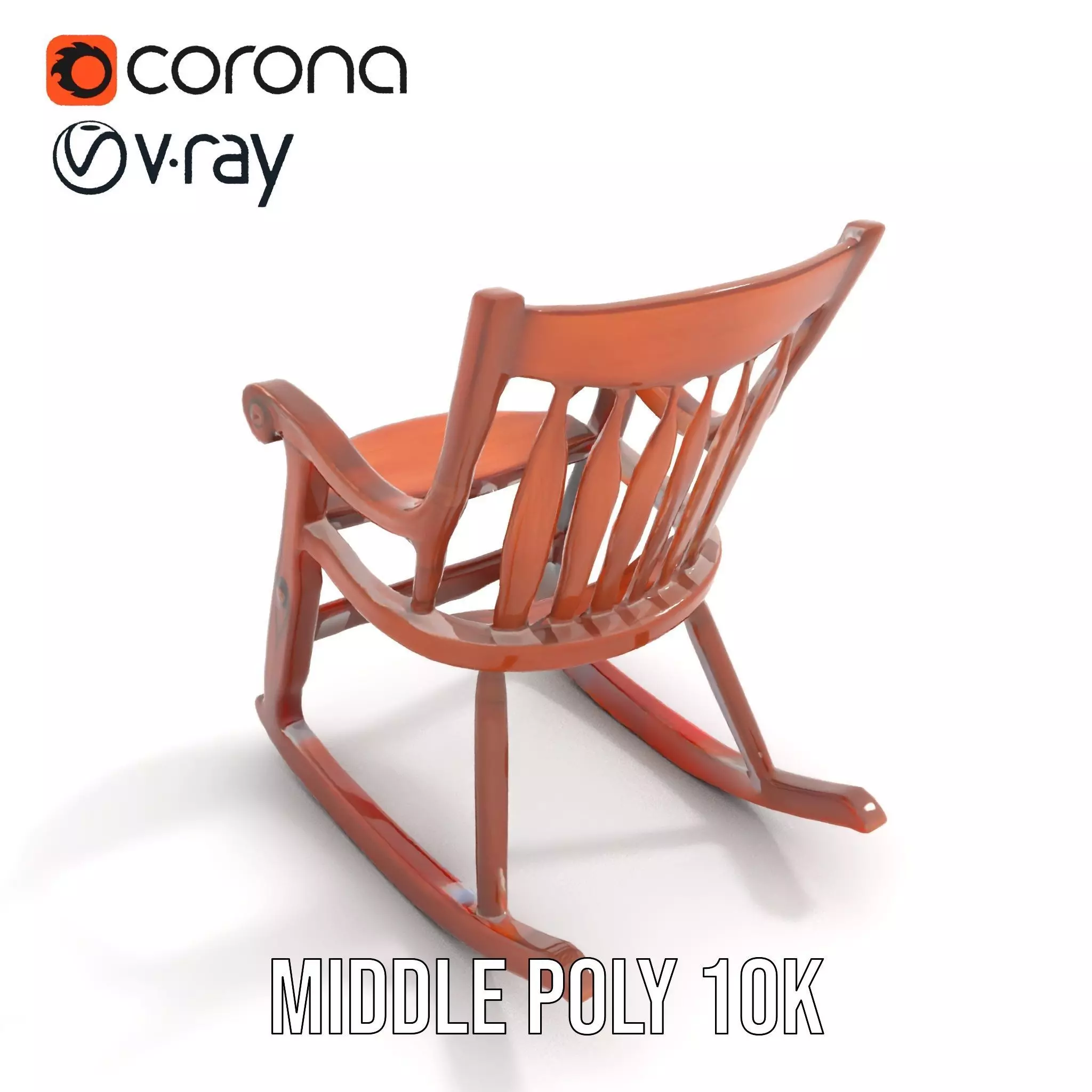 Vintage Wooden Rocking Chair model pack Low-poly 3D model_13