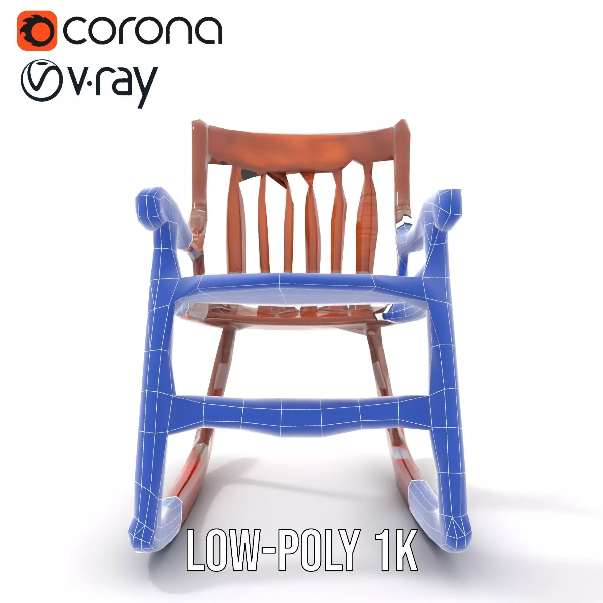 Vintage Wooden Rocking Chair model pack Low-poly 3D model_21