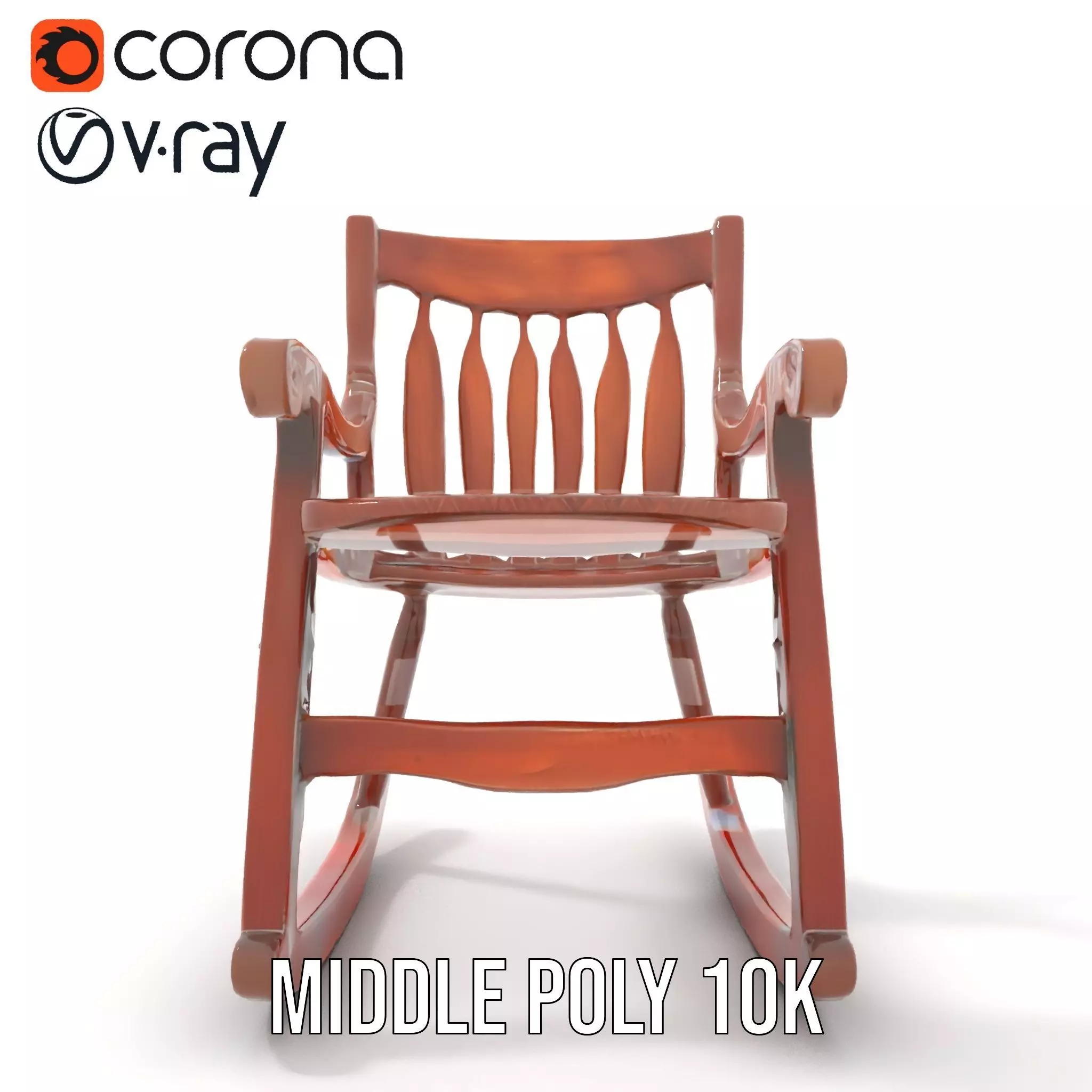 Vintage Wooden Rocking Chair model pack Low-poly 3D model_17