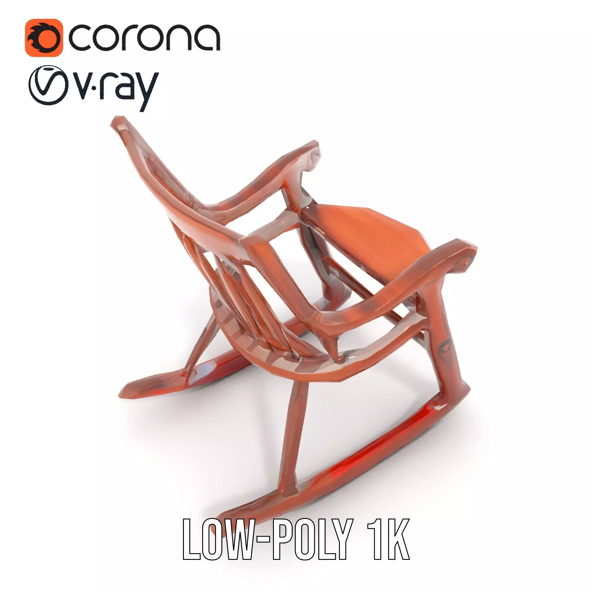 Vintage Wooden Rocking Chair model pack Low-poly 3D model_24