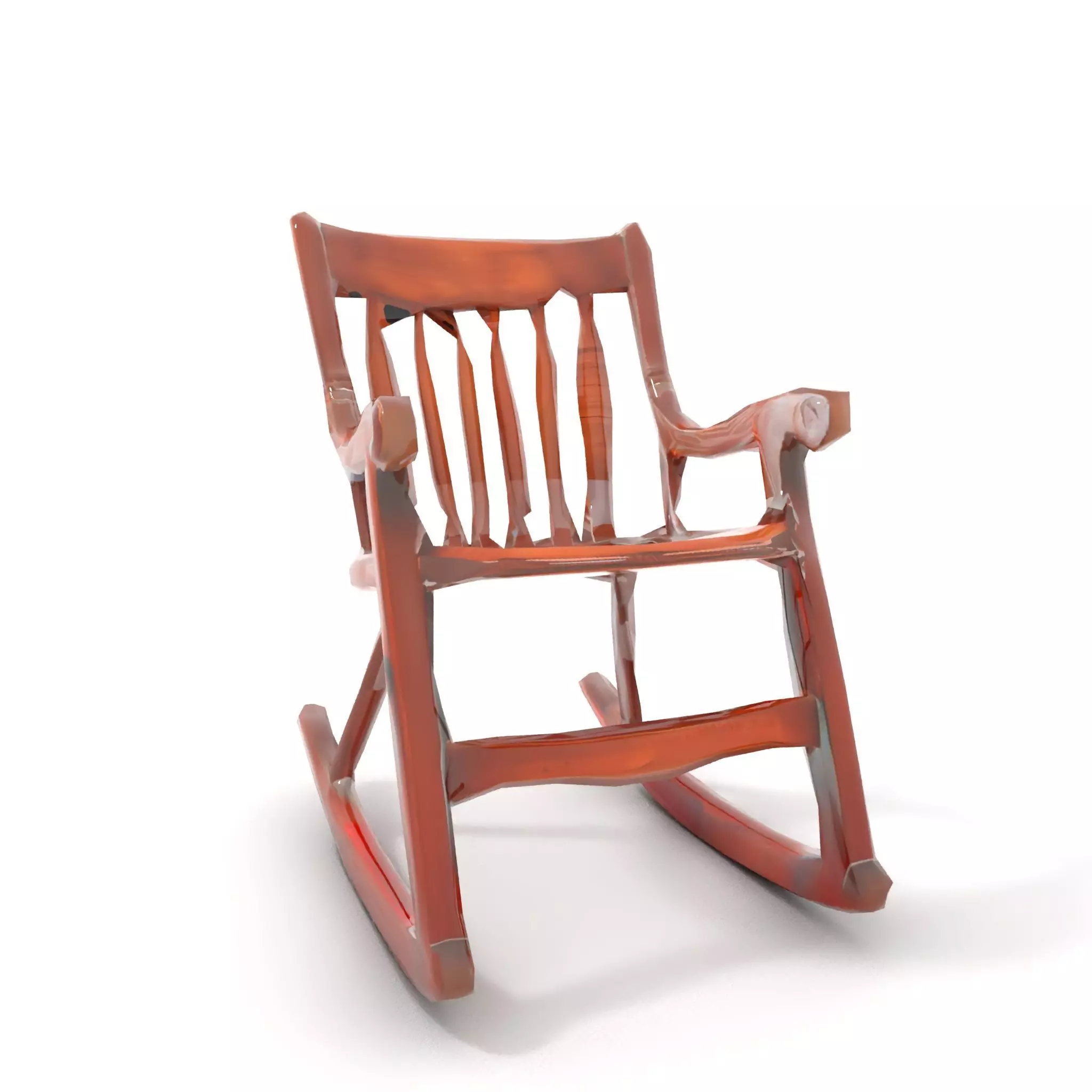 Vintage Wooden Rocking Chair model pack Low-poly 3D model_7