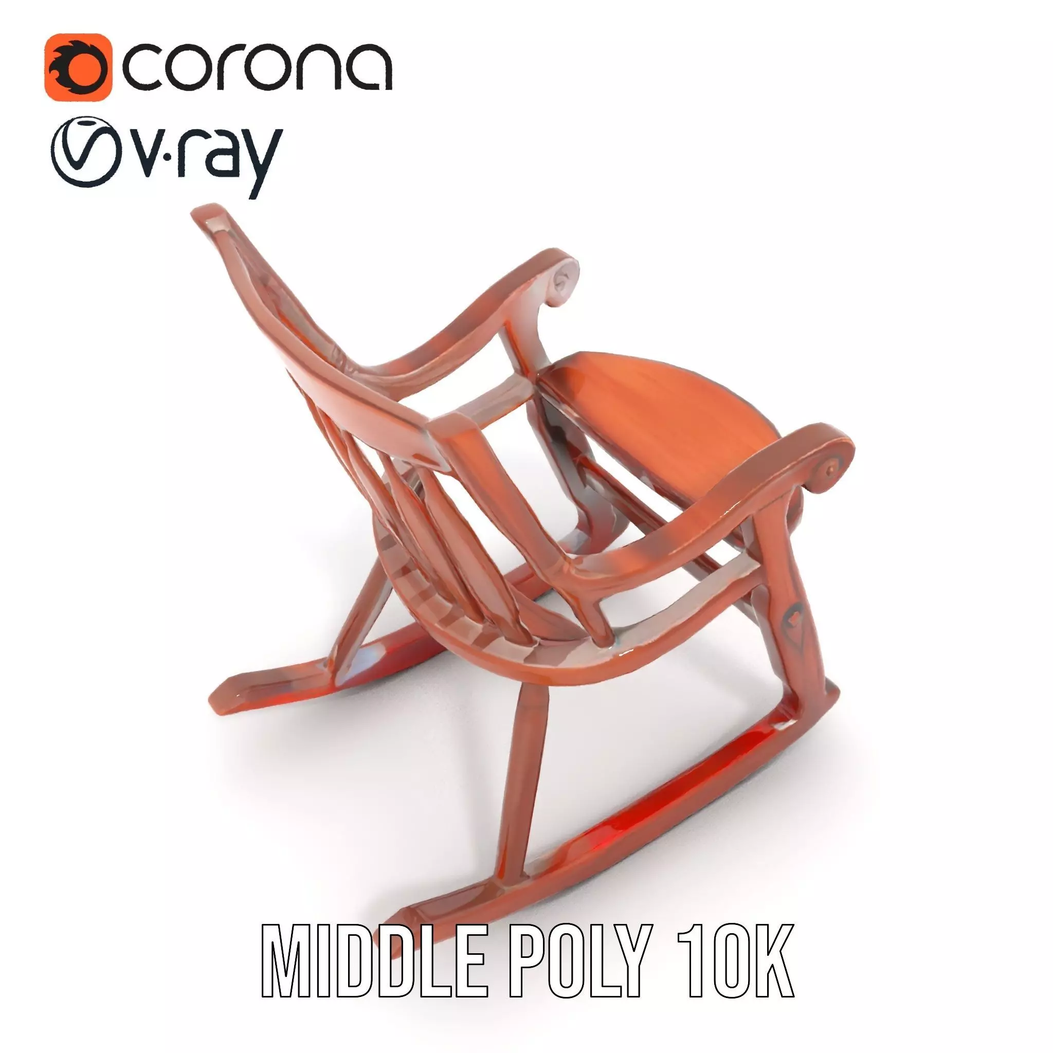 Vintage Wooden Rocking Chair model pack Low-poly 3D model_5