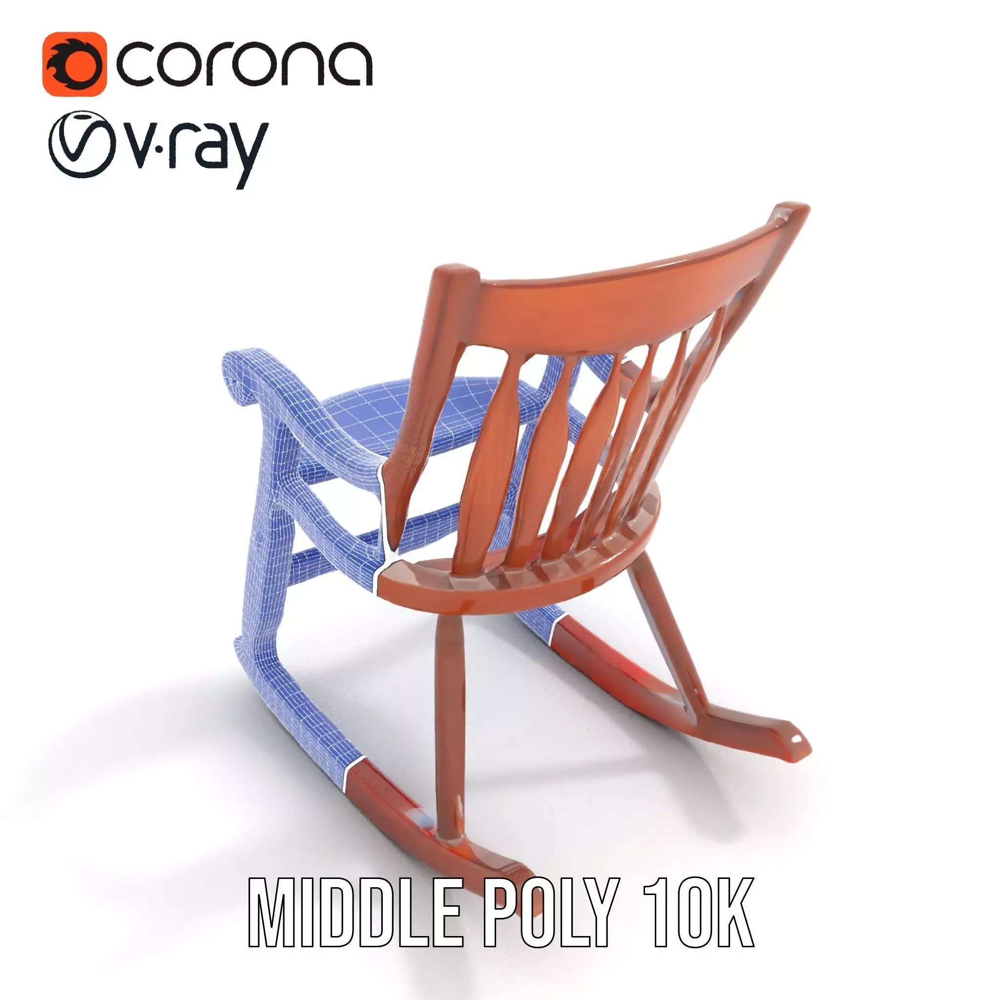 Vintage Wooden Rocking Chair model pack Low-poly 3D model_23