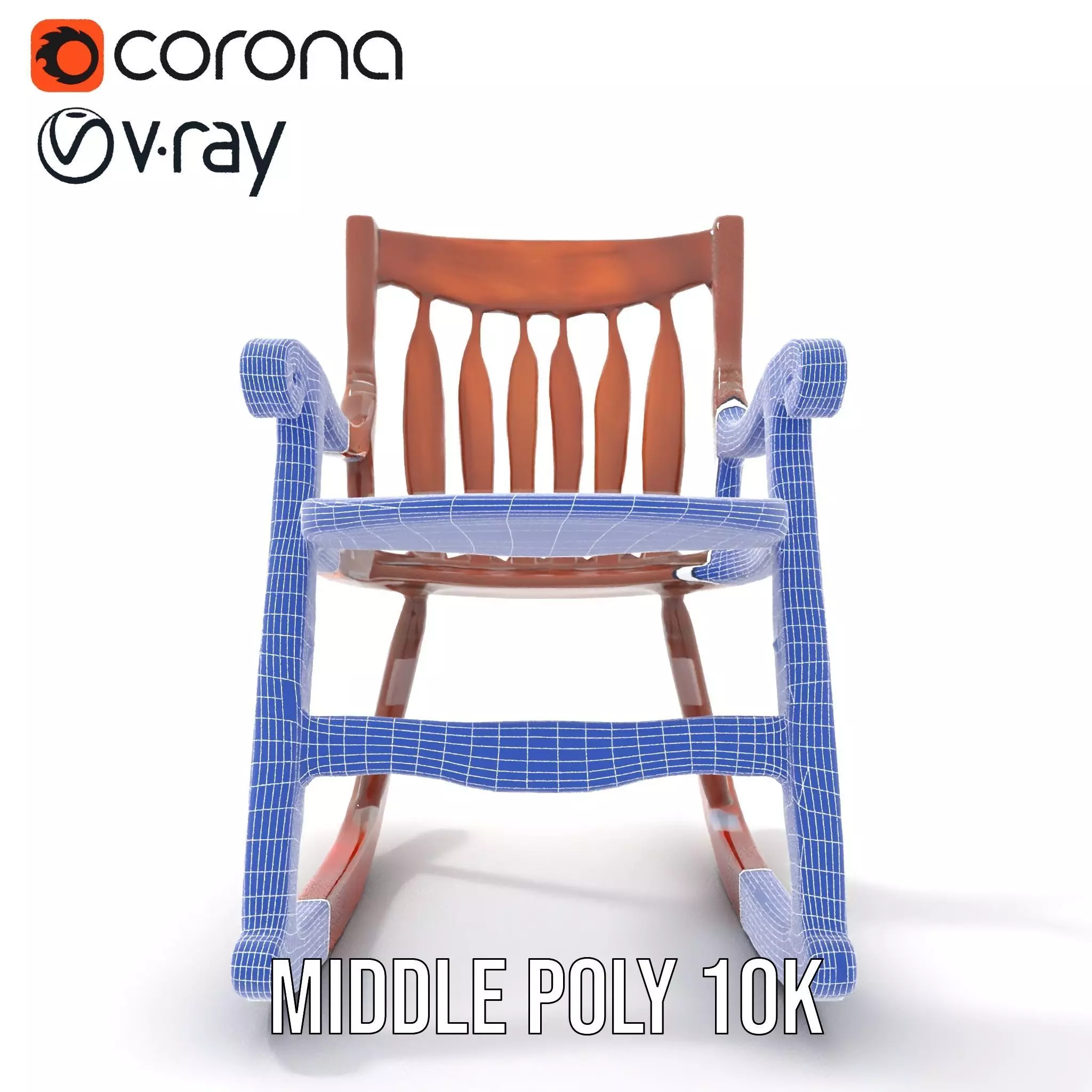 Vintage Wooden Rocking Chair model pack Low-poly 3D model_29