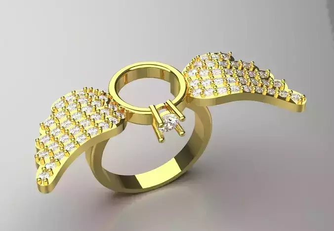 Stl 3dm Ring Diamond Angel Wings jr00233