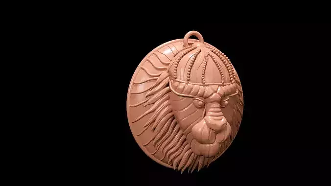 Royal Lion Head Pendant 3D Model