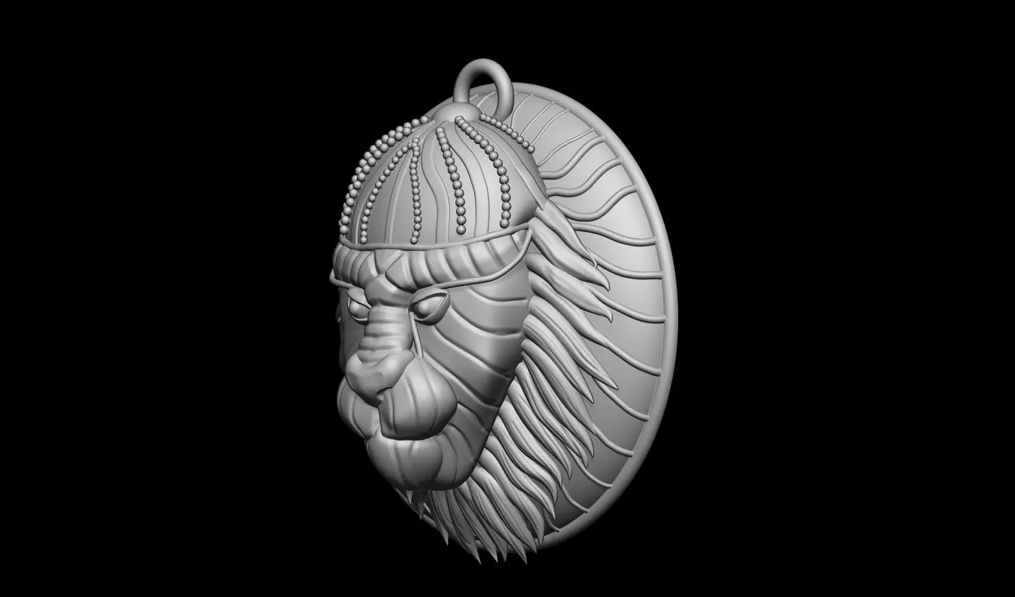 Royal Lion Head Pendant 3D Model 3D print model_3