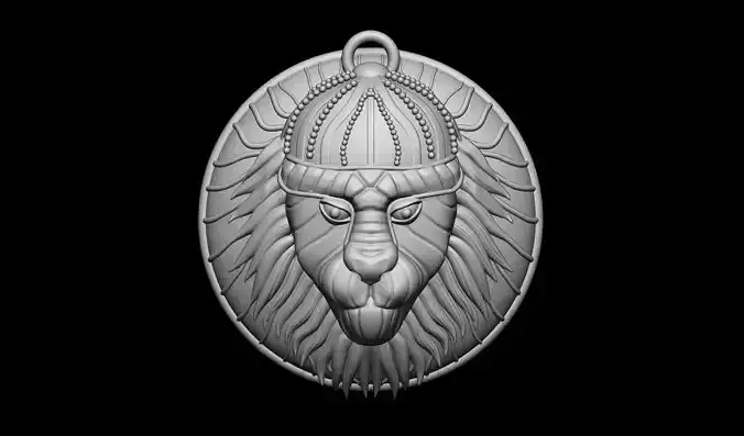 Royal Lion Head Pendant 3D Model 3D print model