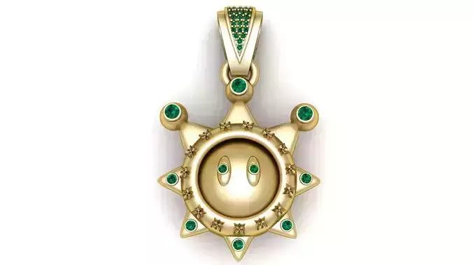 Golden Emerald Sun Character Pendant 3D Printable Model