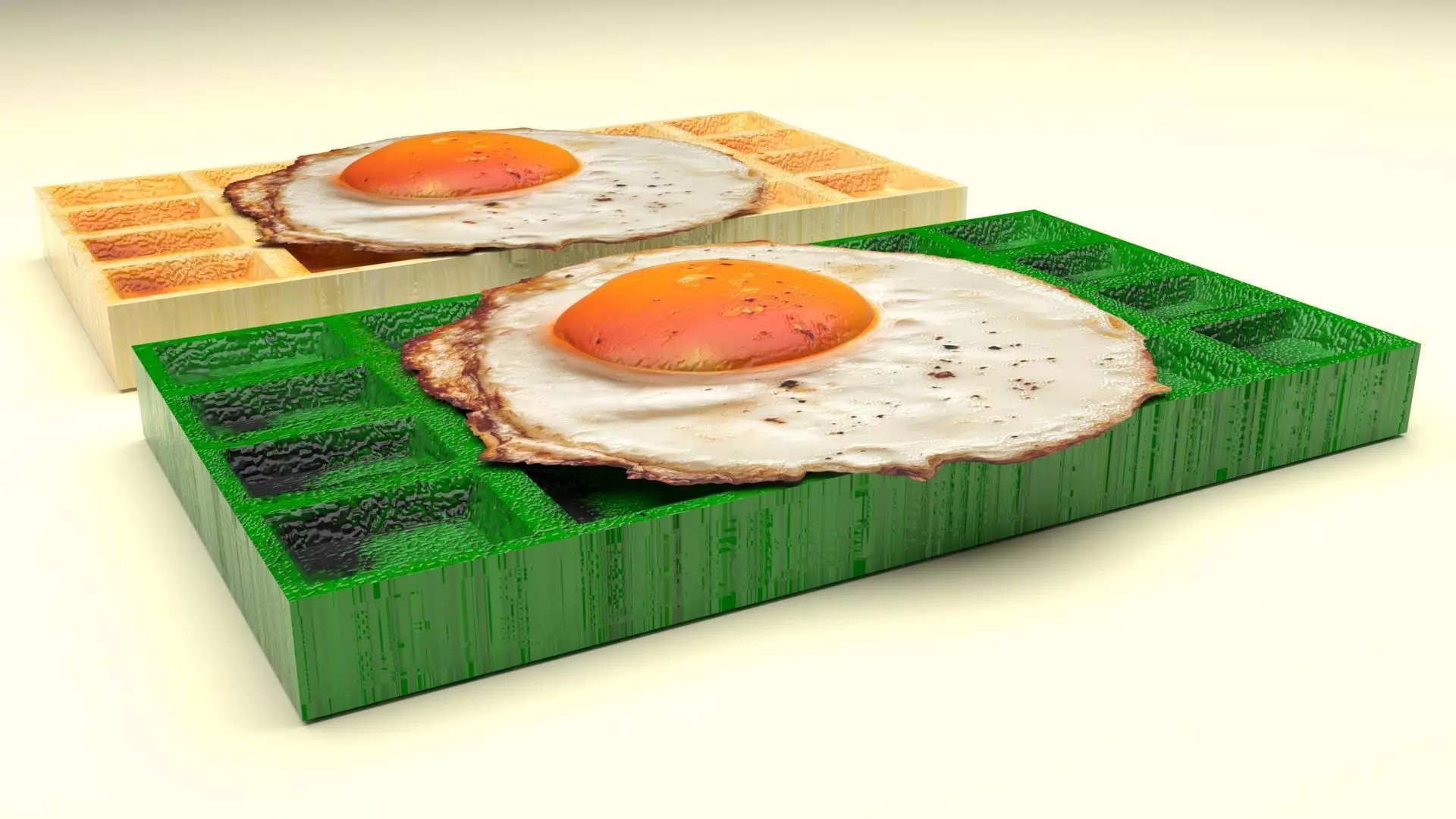 Fried Egg On Waffles 3D model_9