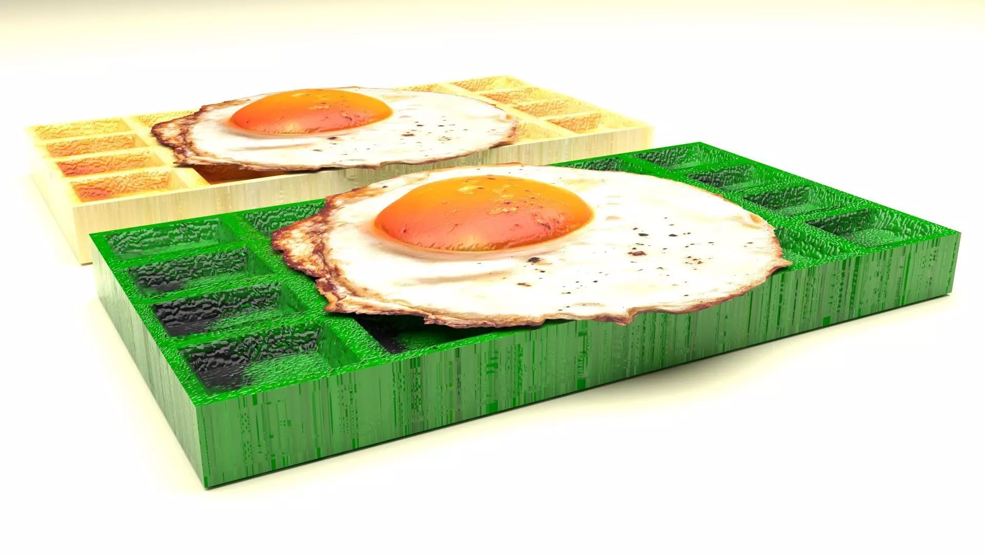 Fried Egg On Waffles 3D model_8
