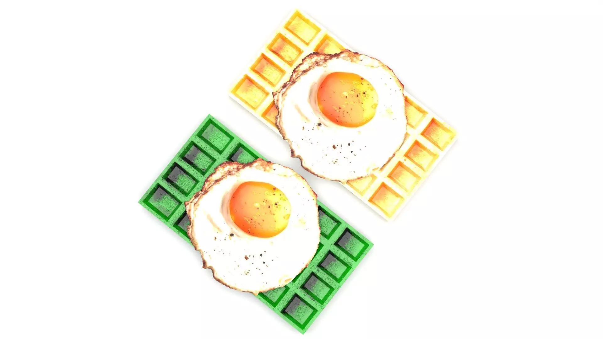 Fried Egg On Waffles 3D model_1