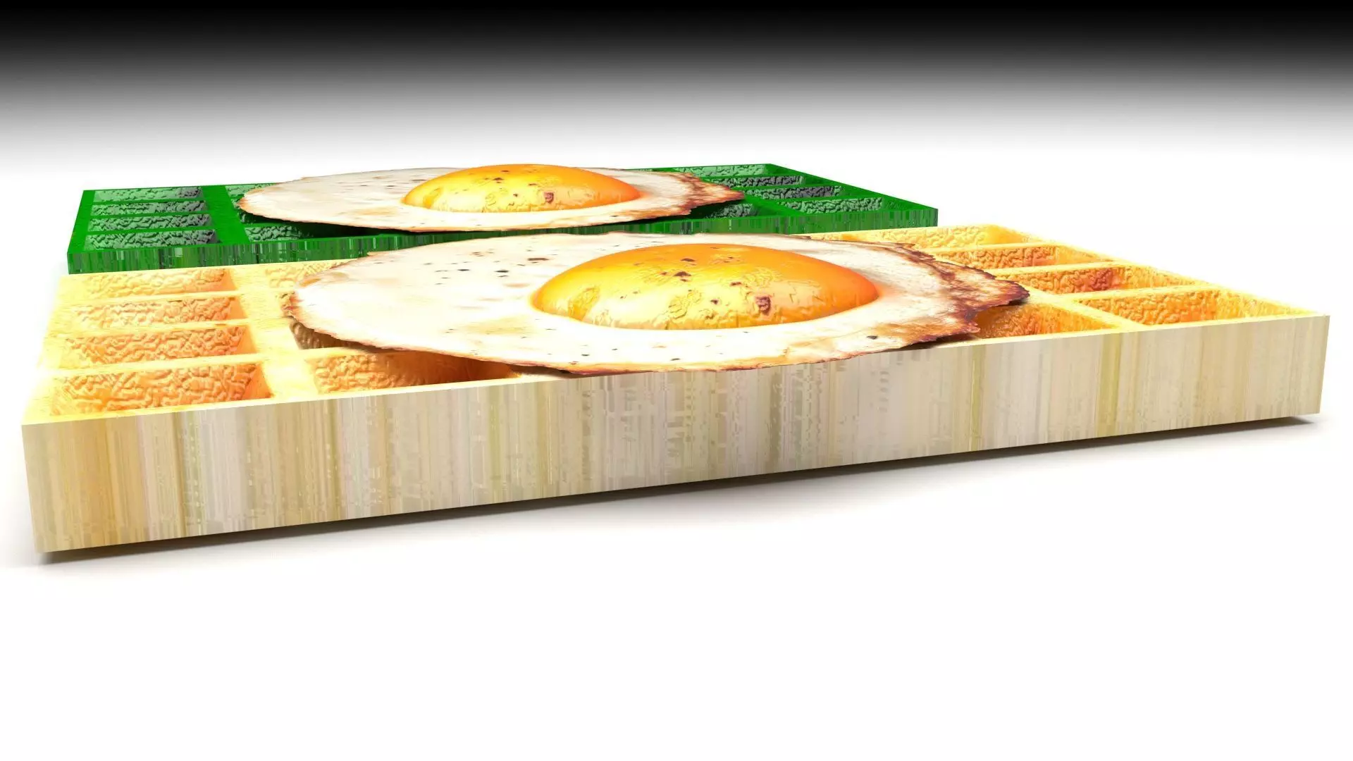 Fried Egg On Waffles 3D model_3