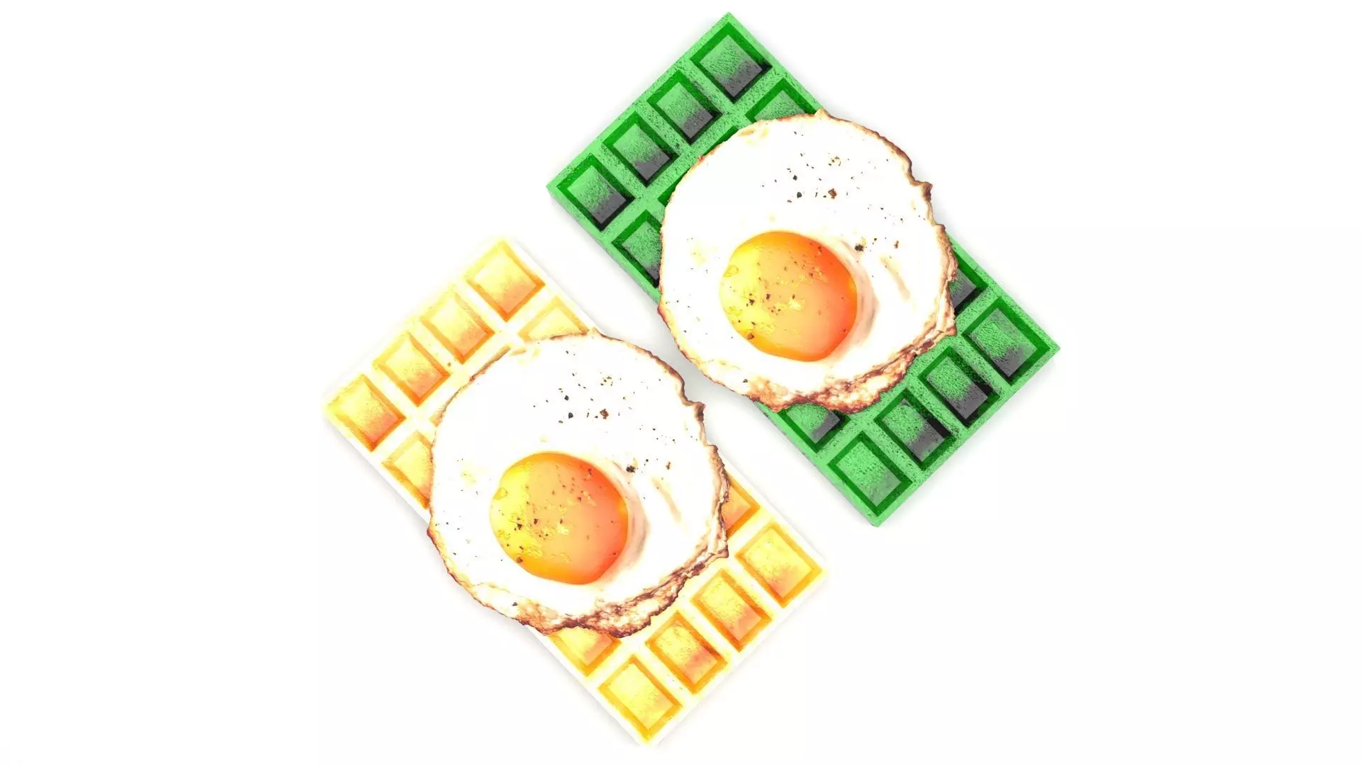 Fried Egg On Waffles 3D model_4