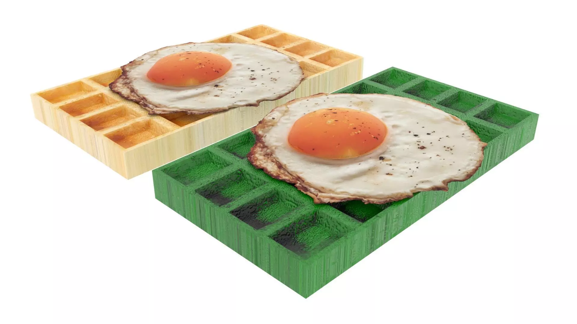 Fried Egg On Waffles 3D model_11