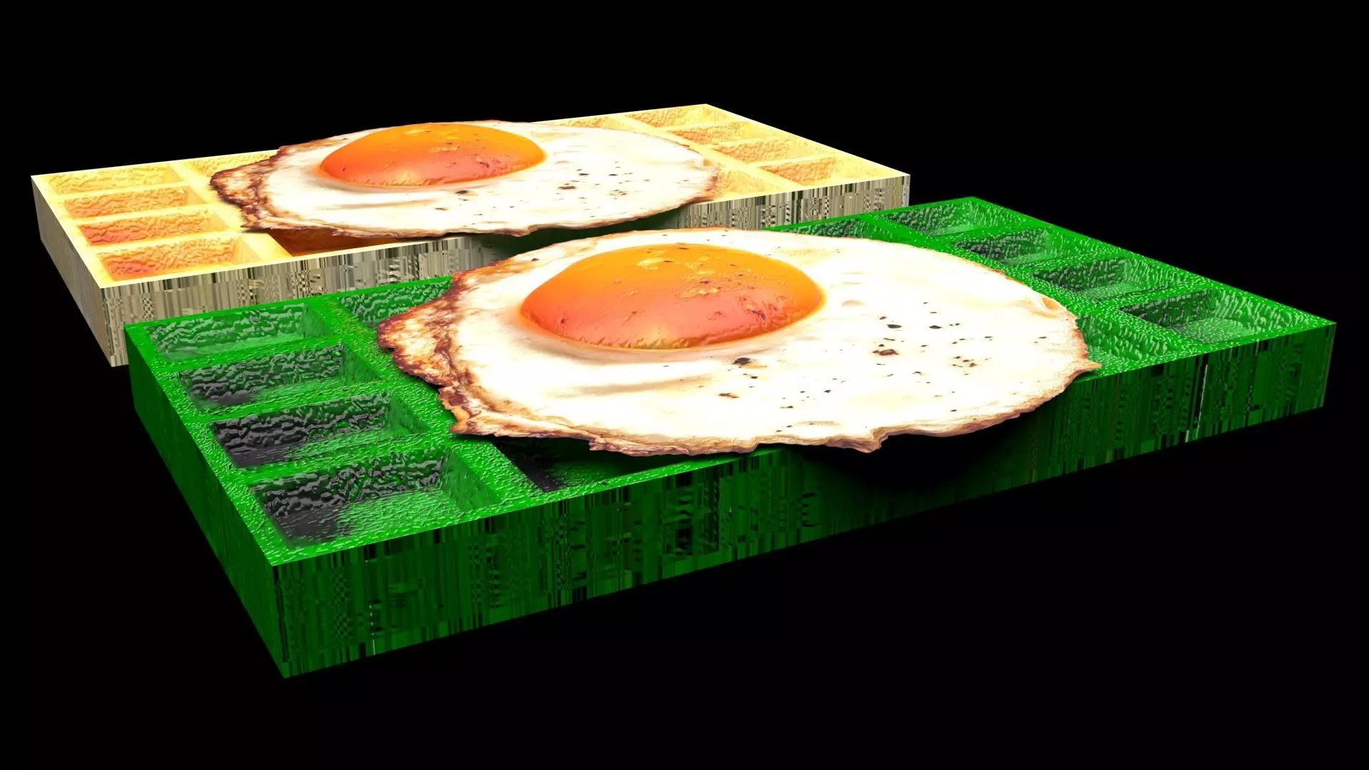 Fried Egg On Waffles 3D model_10