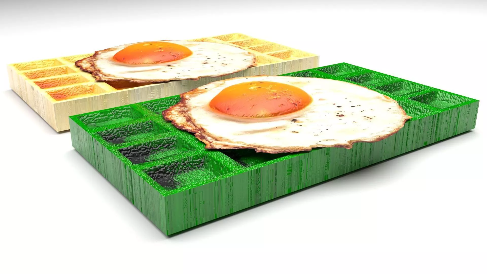 Fried Egg On Waffles 3D model_0