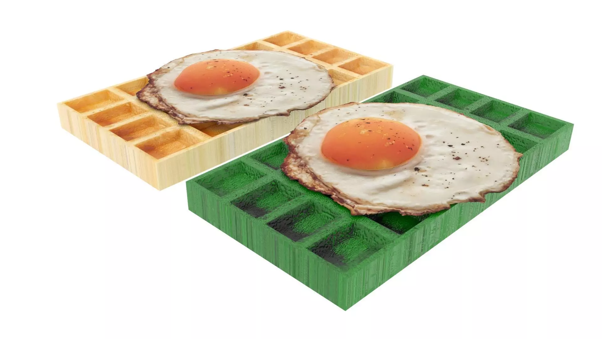 Fried Egg On Waffles 3D model_16