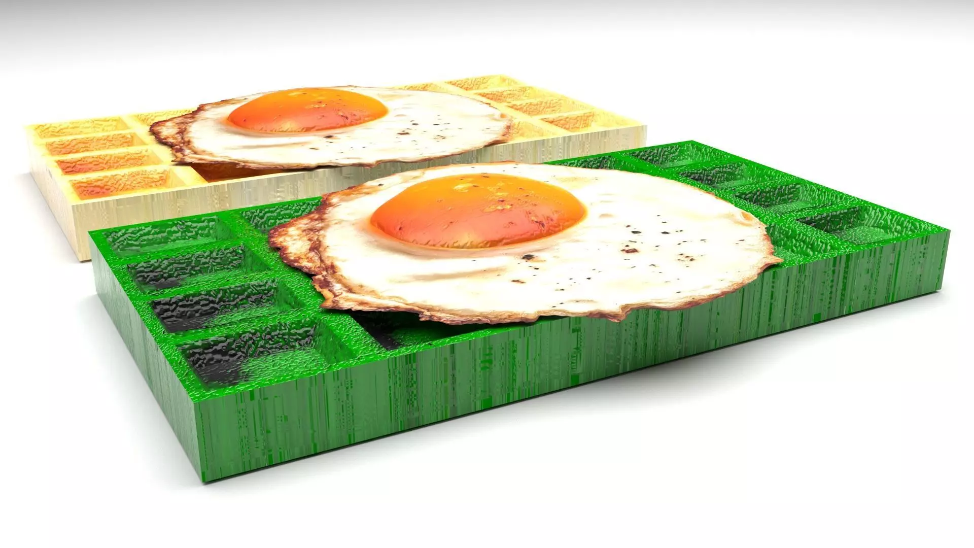 Fried Egg On Waffles 3D model_7