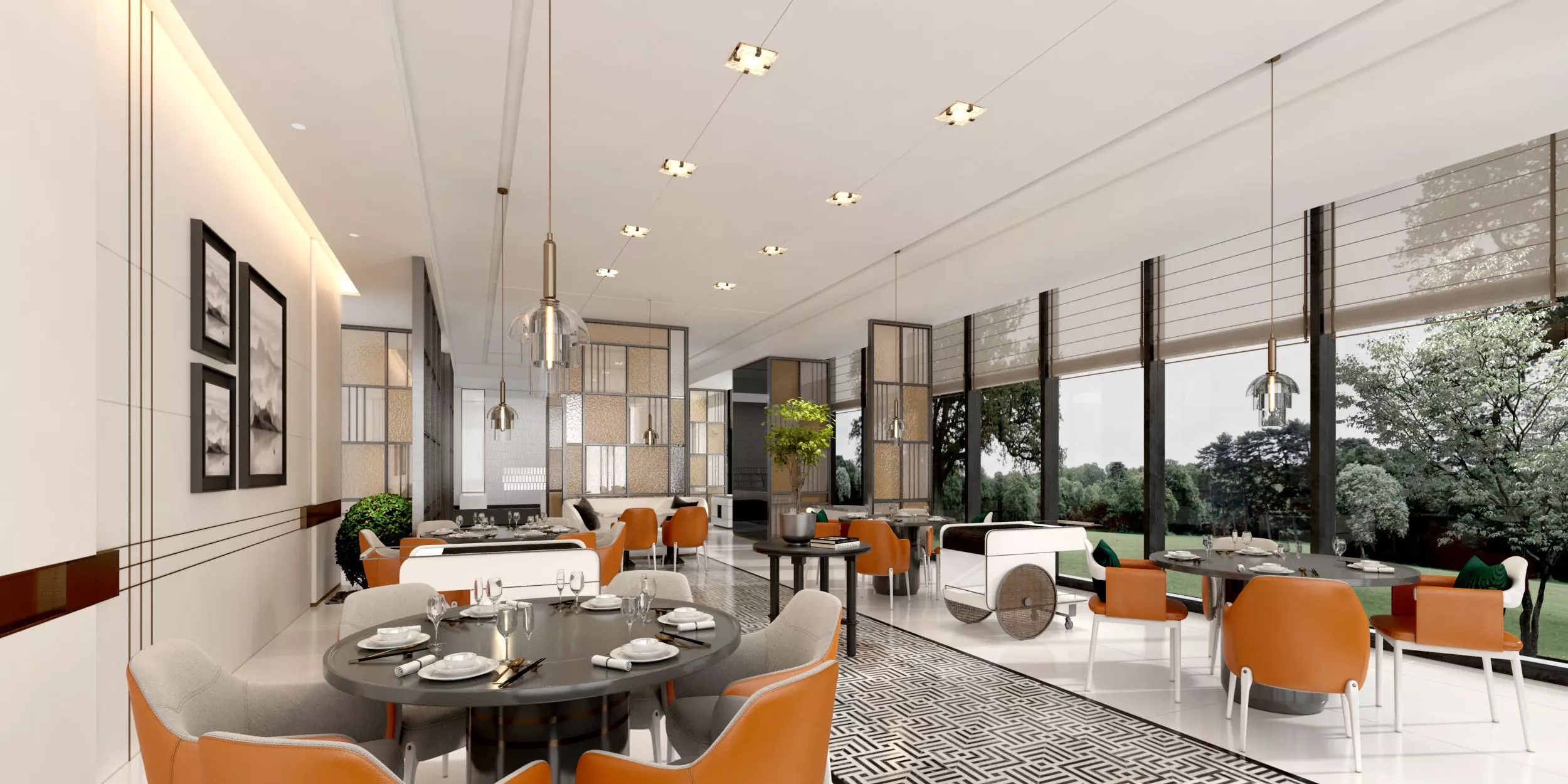 Restaurant Interior Design 3D model_0