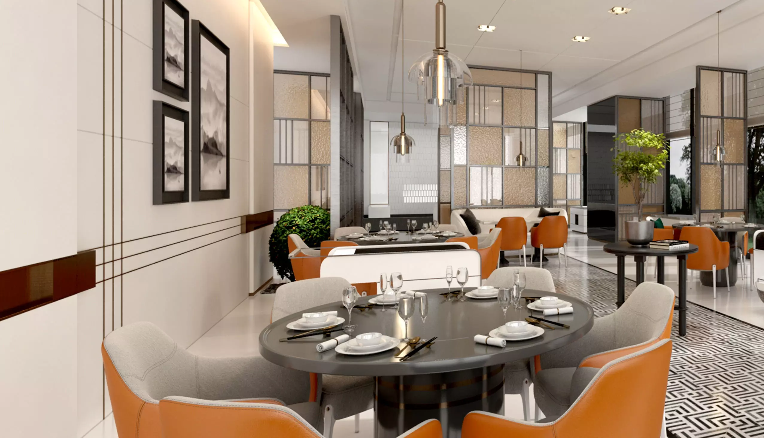 Restaurant Interior Design 3D model_1